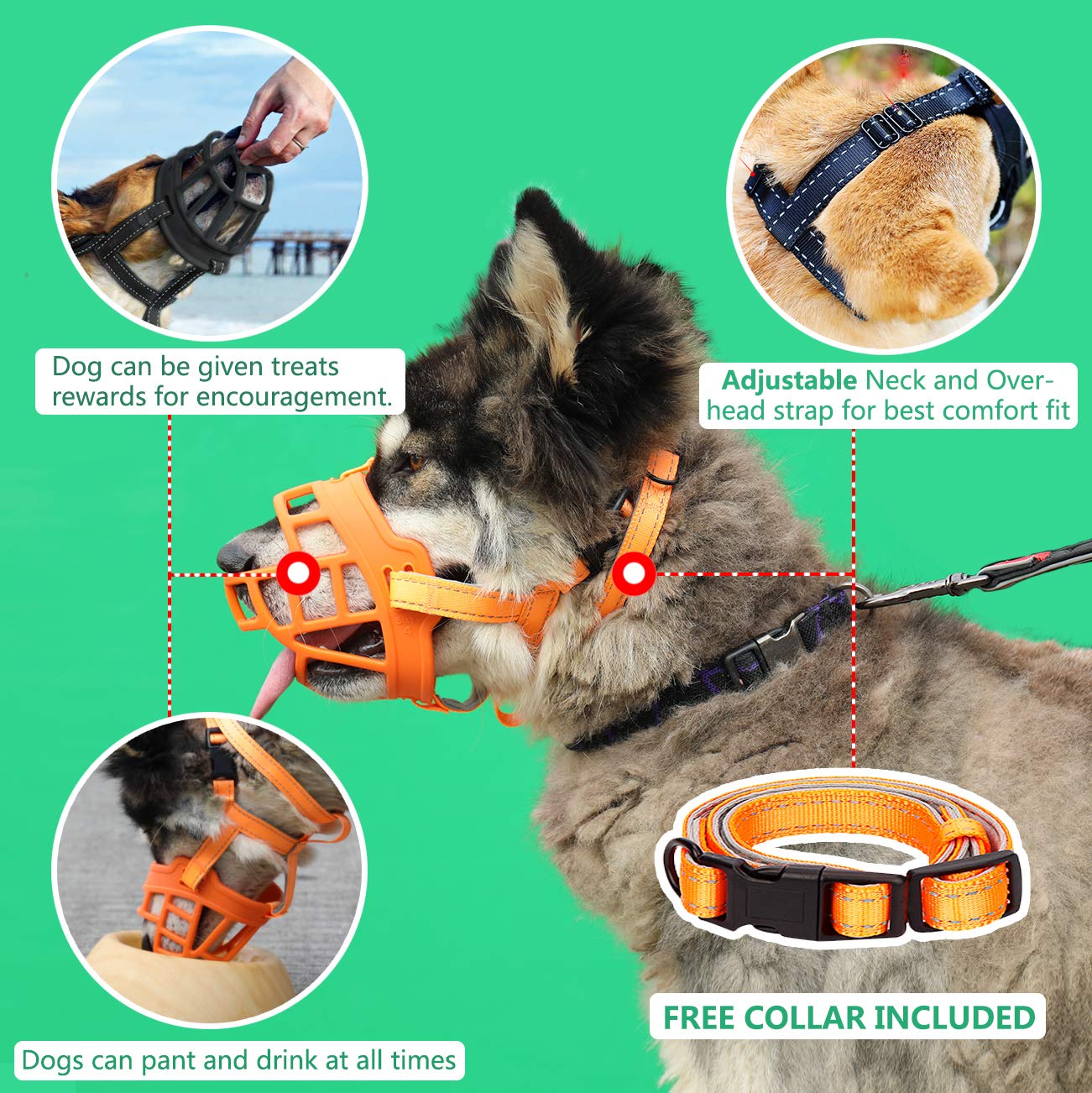 Barkless Dog Muzzle, Soft Silicone Basket Muzzle For Dogs, Allows Panting And Drinking, Prevents Unwanted Barking Biting, And Ch