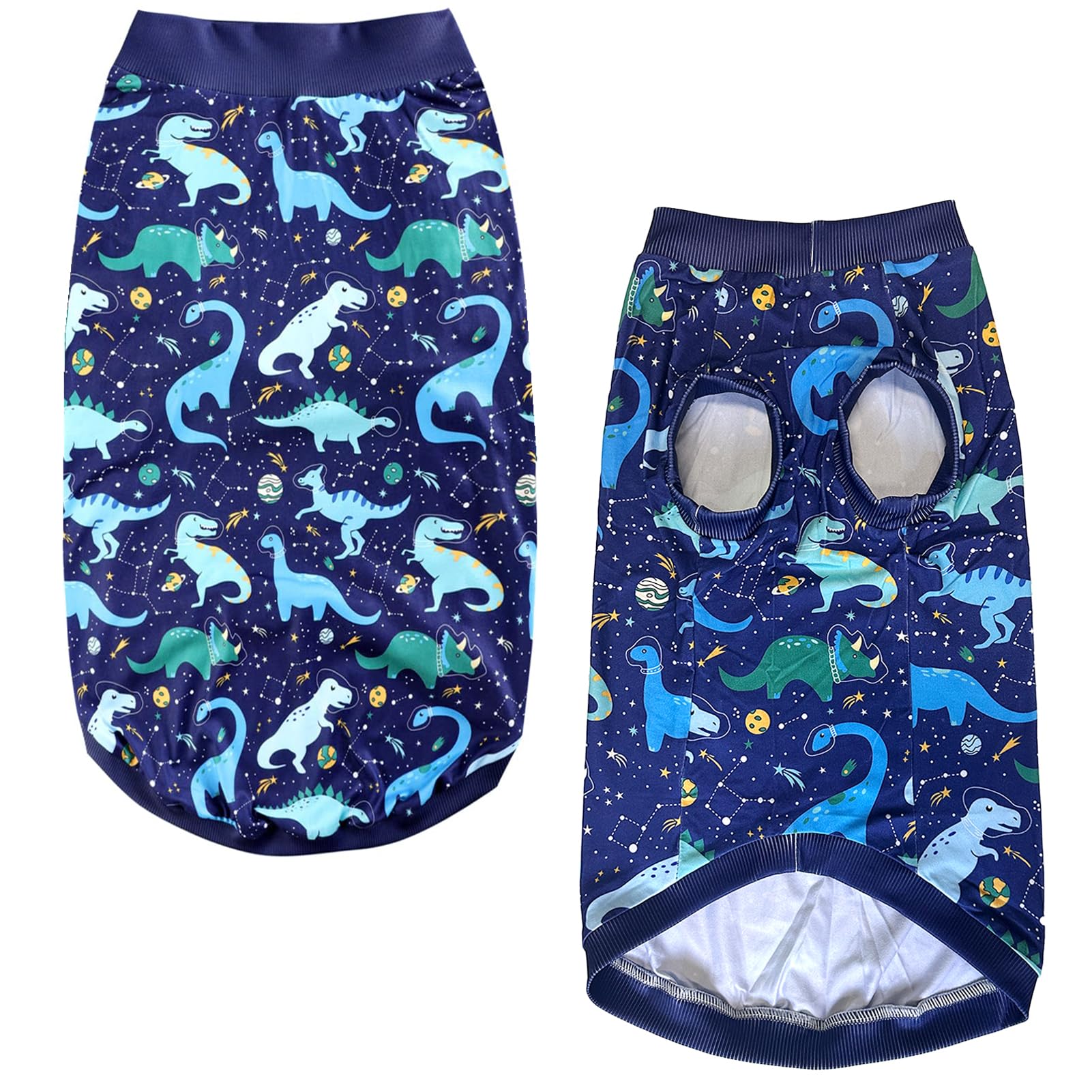 PriPre Dog Navy Sleeveless T Shirts with Universe Dinosaur Pattern Printed Soft Vest for Large Dogs (2XL, Vest)