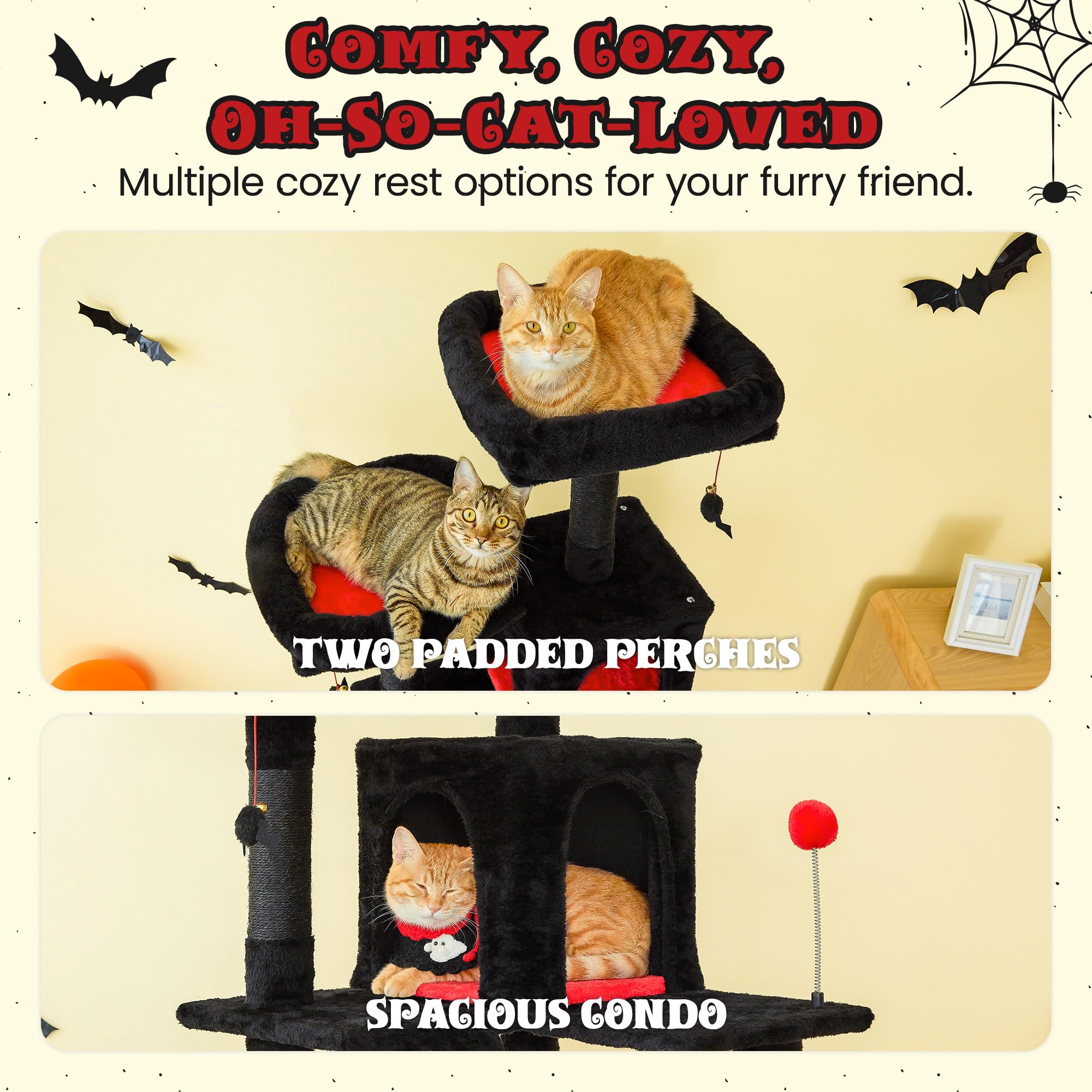 Mwpo Gothic Large Cat Tree, 70.1-Inch Multi-Level Tall Cat Tower For Indoor Cats, Plush Cat Condo With Big Padded Perches, Sisal