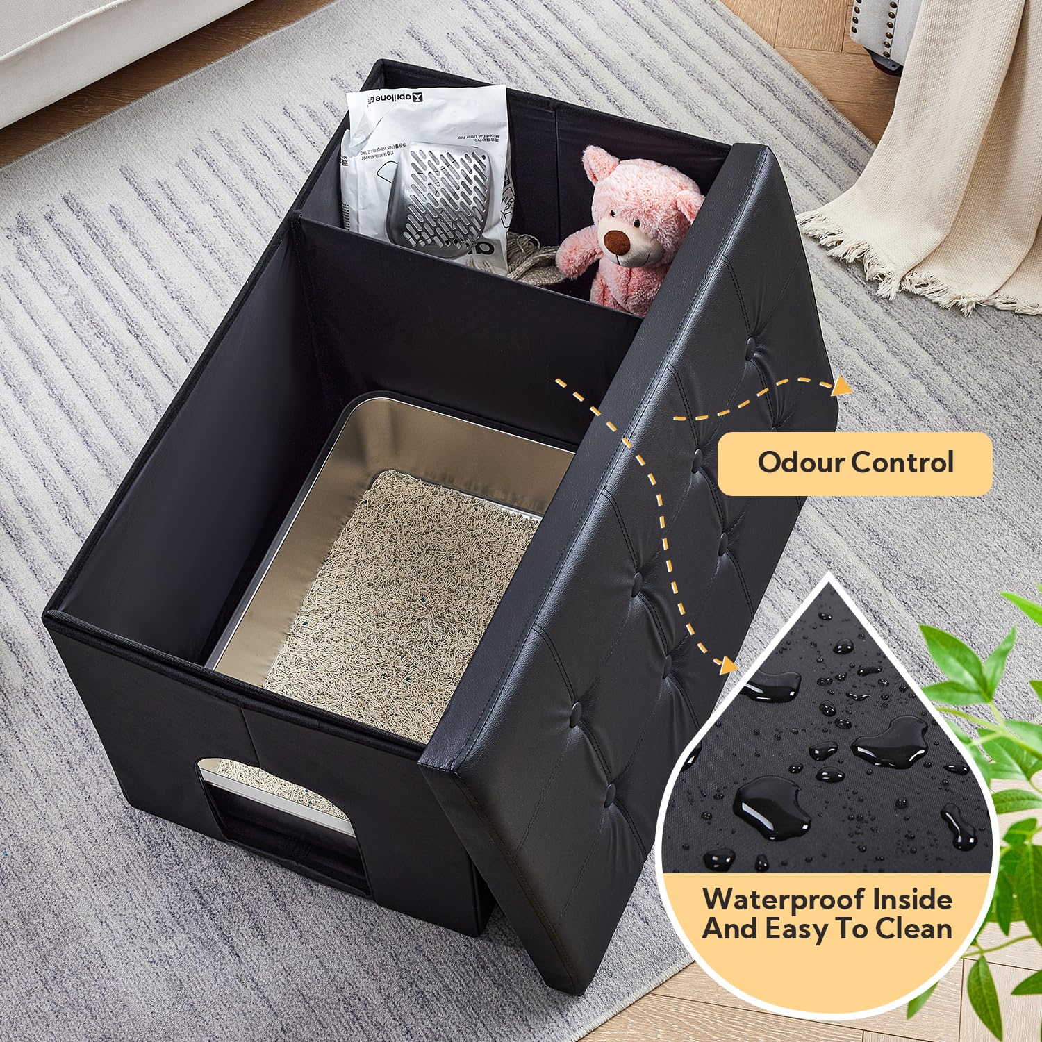 Meexpaws Cat Litter Box Enclosure Furniture Hidden, Cat Washroom Bench Storage Cabinet | Extra Large 36'' X 20'' X 20''| Dog Pro