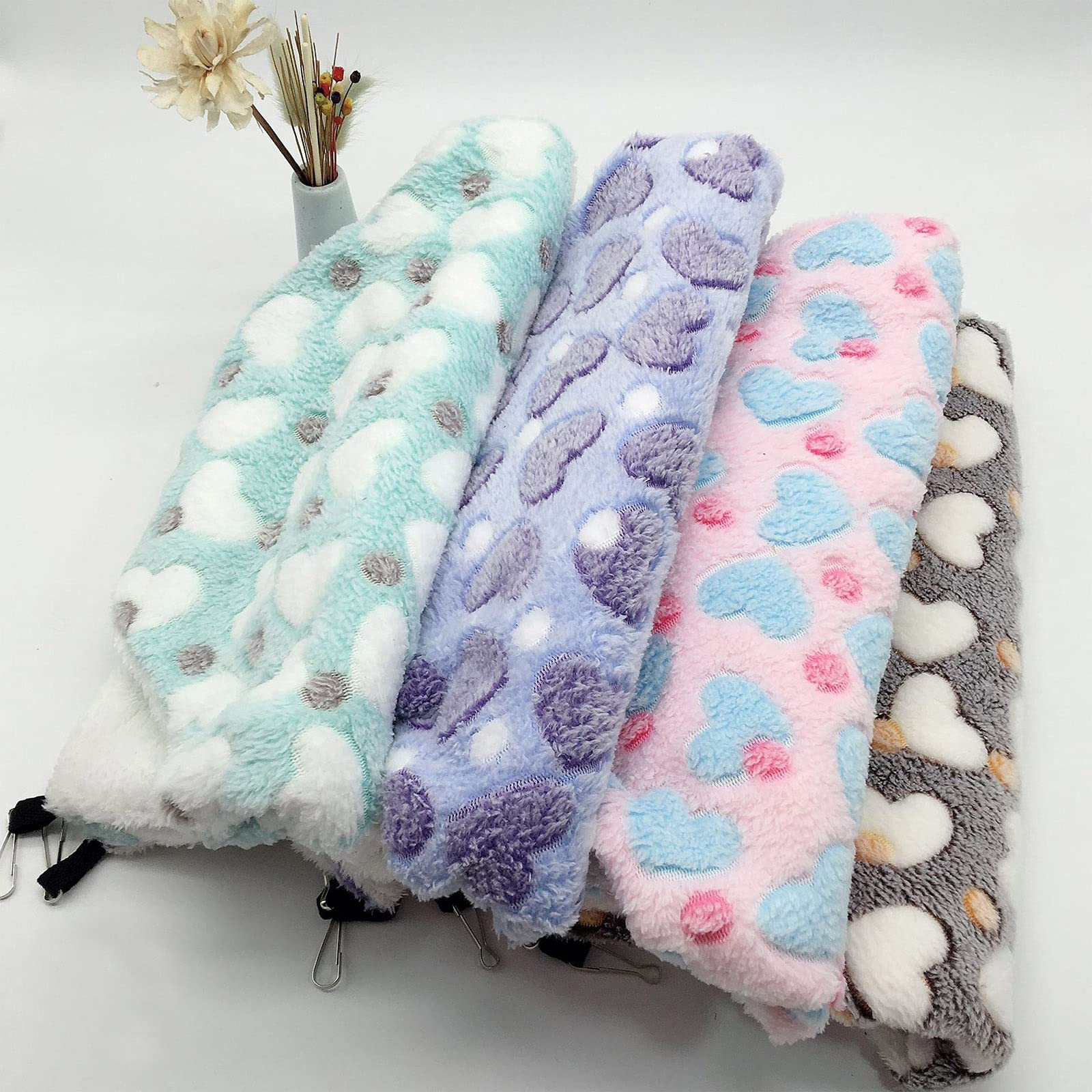 Eismc2 2 Pieces Small Animals Pet Cage Hammock Hanging Tunnel, Guinea Hammock Bed Accessories For Ferret Rat Chincilla (Purple)