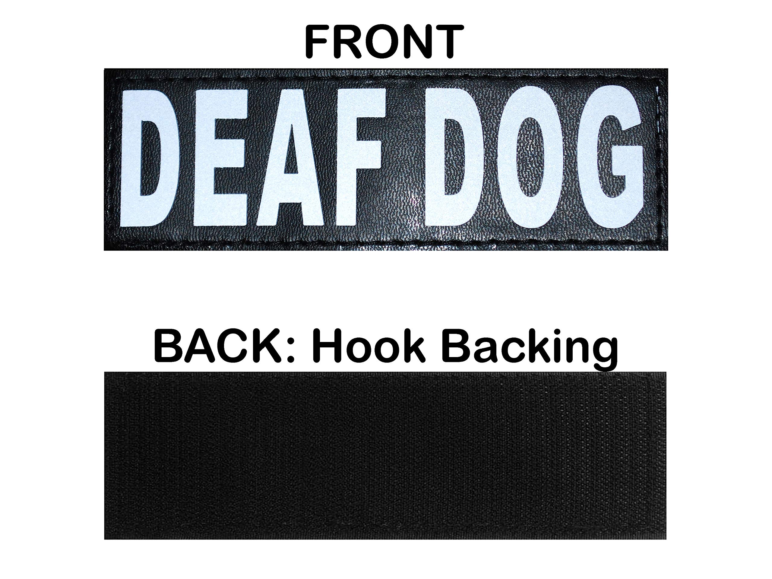 Doggie Stylz Set Of 2 Reflective Deaf Dog Removable Patches With Hook Backing For Working Dog Harnesses & Vests. Durable And Interchangeable - Comes In 3 Sizes Small, Medium And Large