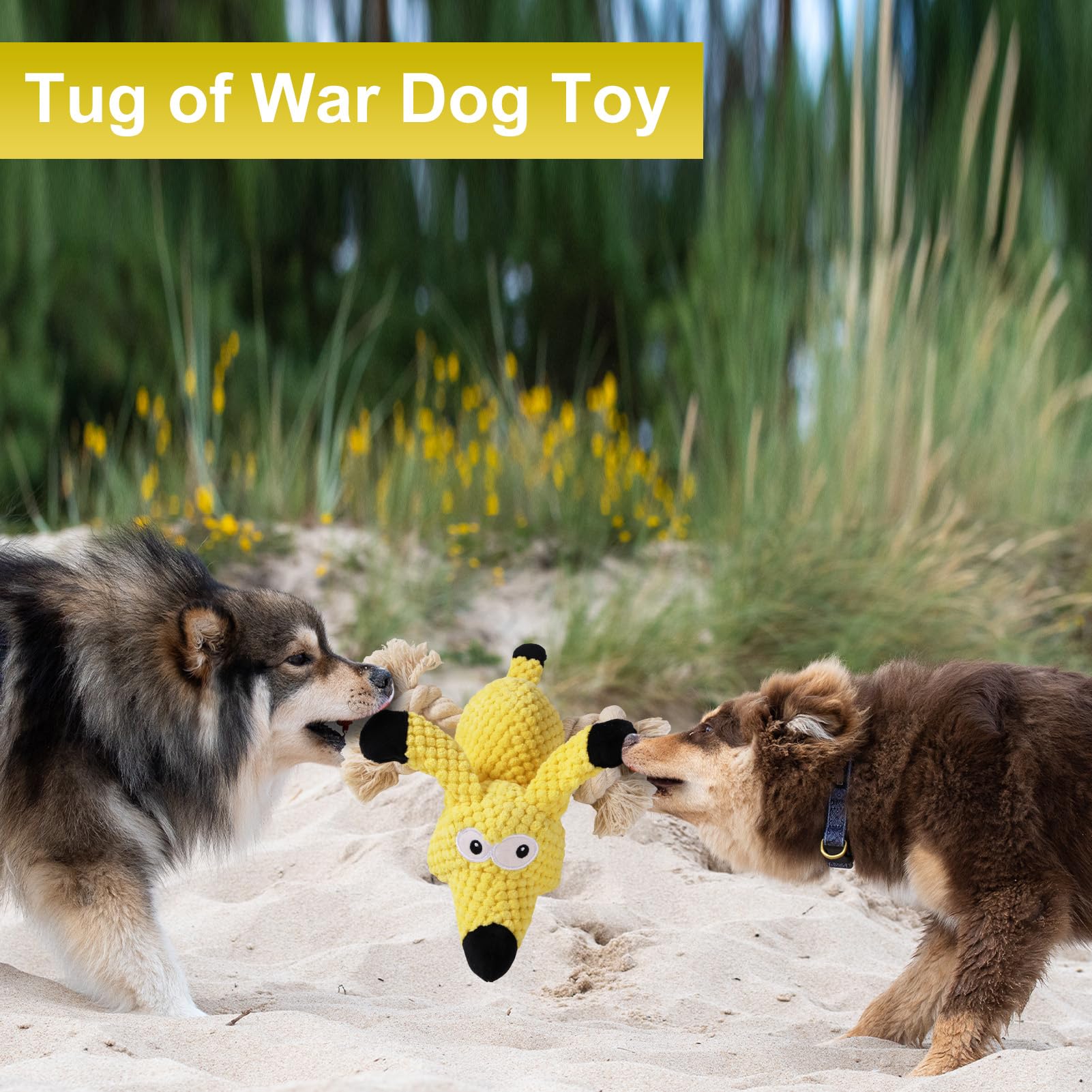 Letsmeet Squeaky Plush Dog Toys - Rope-Designed Interactive Dog Chew Toy for Large Dogs, Puppy Toys for Tug of War, Durable Pet