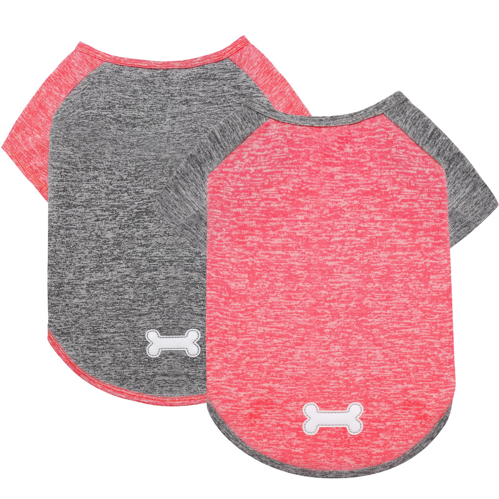 Kyeese 2 Pack Dog Shirts Quick Dry Lightweight Stretchy Dog T-Shirts With Reflective Label Raglan Sleeve Sun Protection Pet Clot