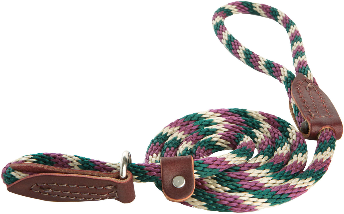 Omnipet British Rope Slip Lead For Dogs, 6', Hunter Green/Burgundy/Tan