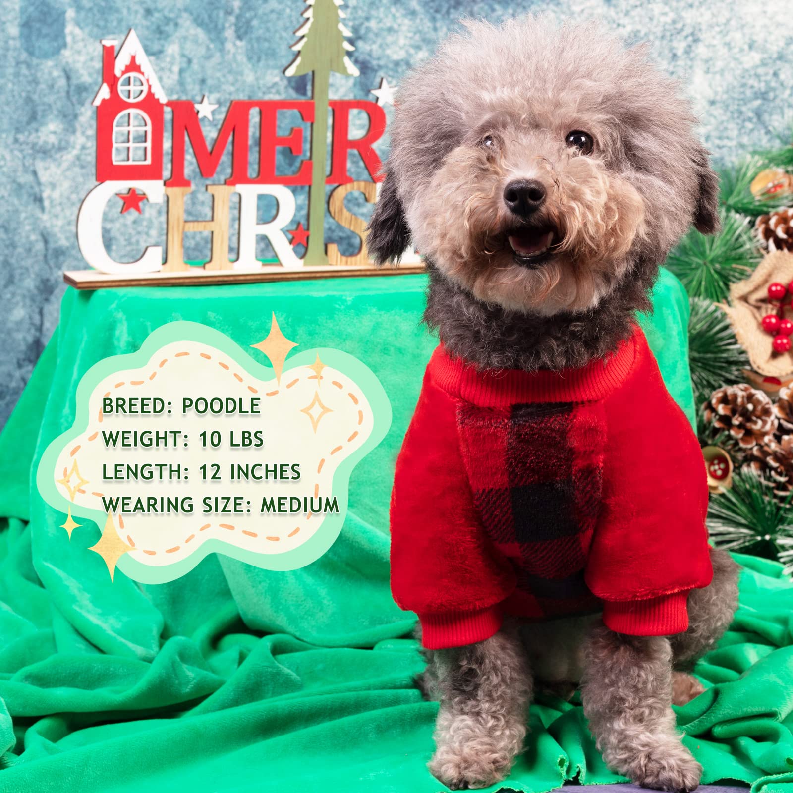 Cyeollo Dog Sweater Buffalo Plaid Dog Clothes Flannel Sweatshirt Cold Weather Coats For Small To Medium Dogs Apparel