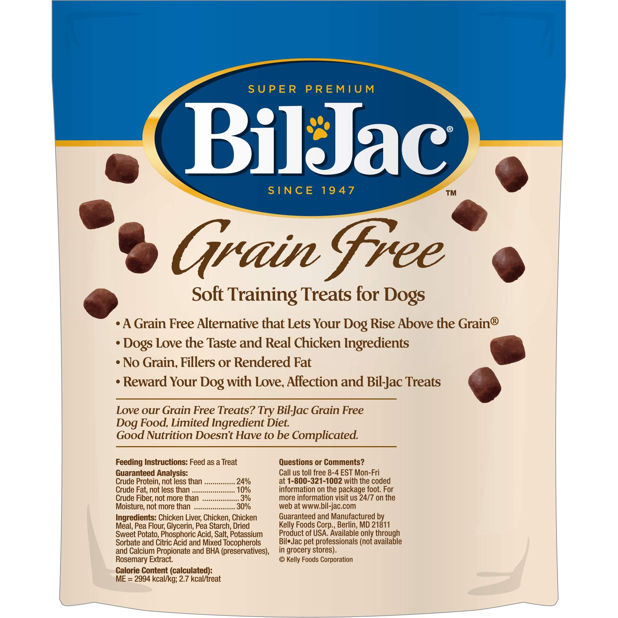 Bil-Jac Grain Free Soft Treats for Dogs - Puppy Training Treat Rewards,10oz Resealable Double Zipper Pouch, Chicken & Sweet Pota