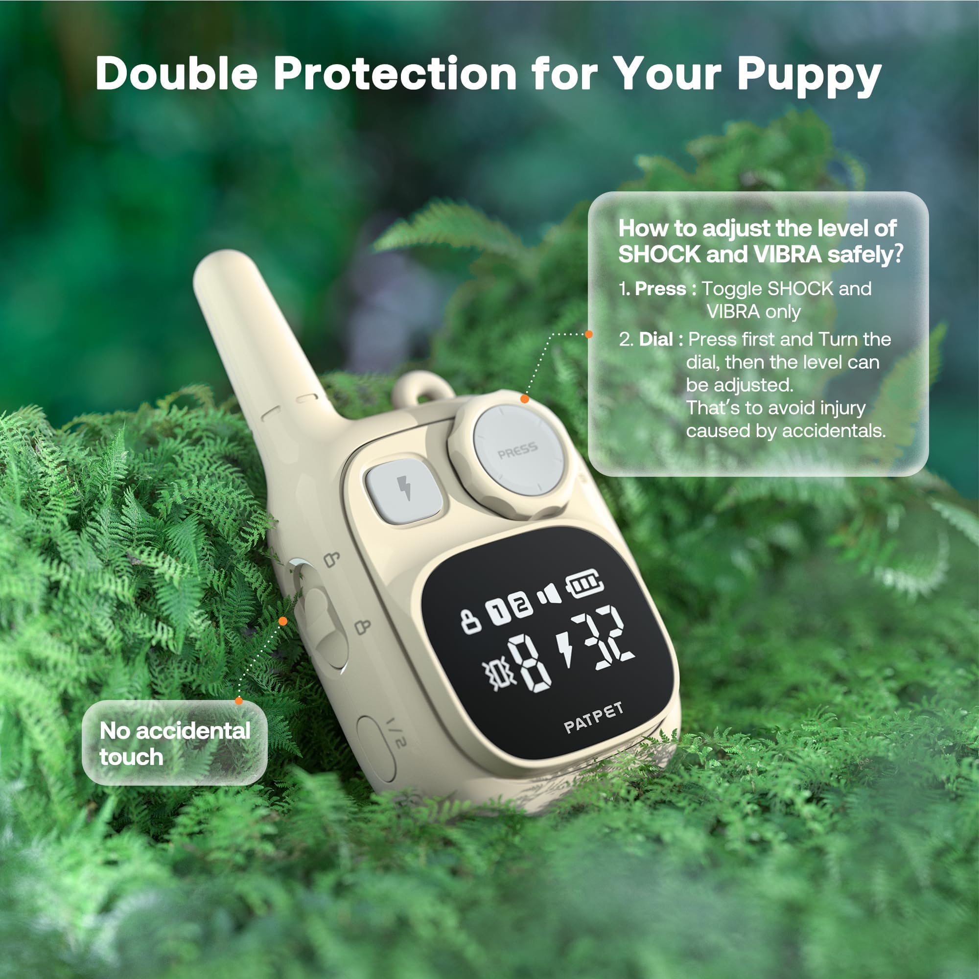 PATPET Dog Training Collar - IPX7 Waterproof Shock Collar for Dogs 5-100 lbs, 1800ft Rechargeable Dog Shock Collar with Remote f