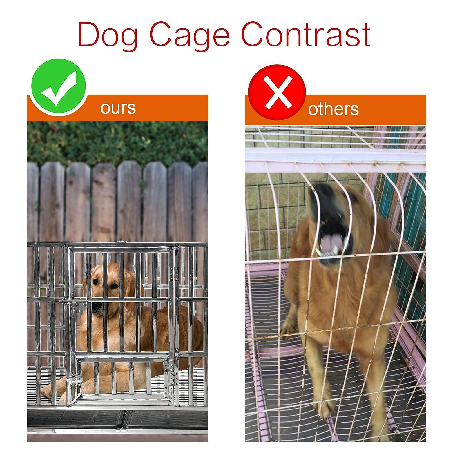 Confote Heavy Duty 48" Stainless Steel Dog Cage Kennel with Double Doors, Lockable Wheels & Removable Tray - Indoor/Outdoor Use