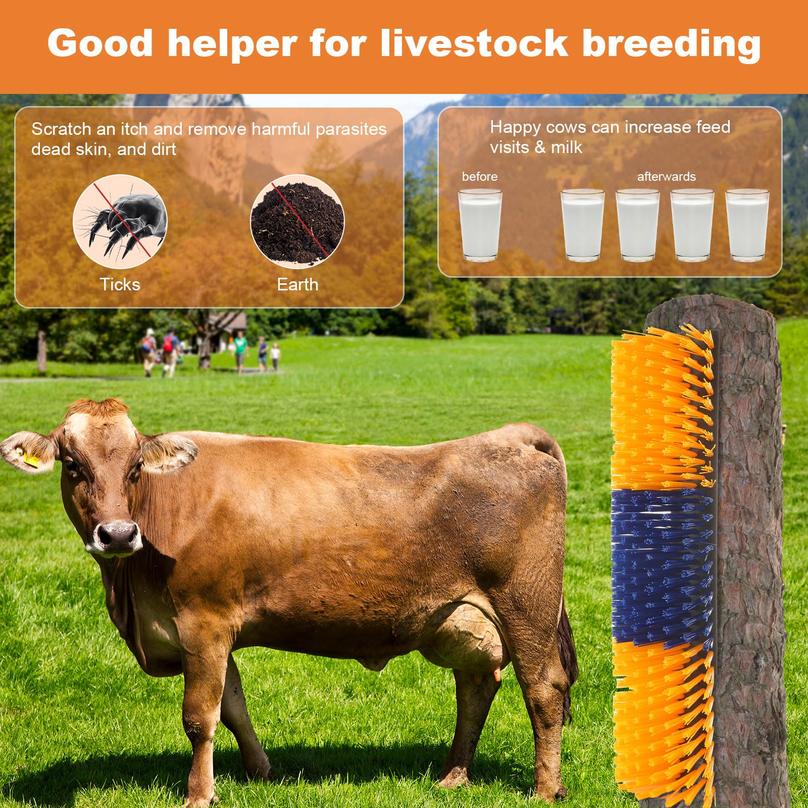 EATHEATY Livestock Scratching Brush - Goat Brushes for Grooming - Pig Cow Brush for Scratching - Cattle Sheep Scratcher Horse Sc