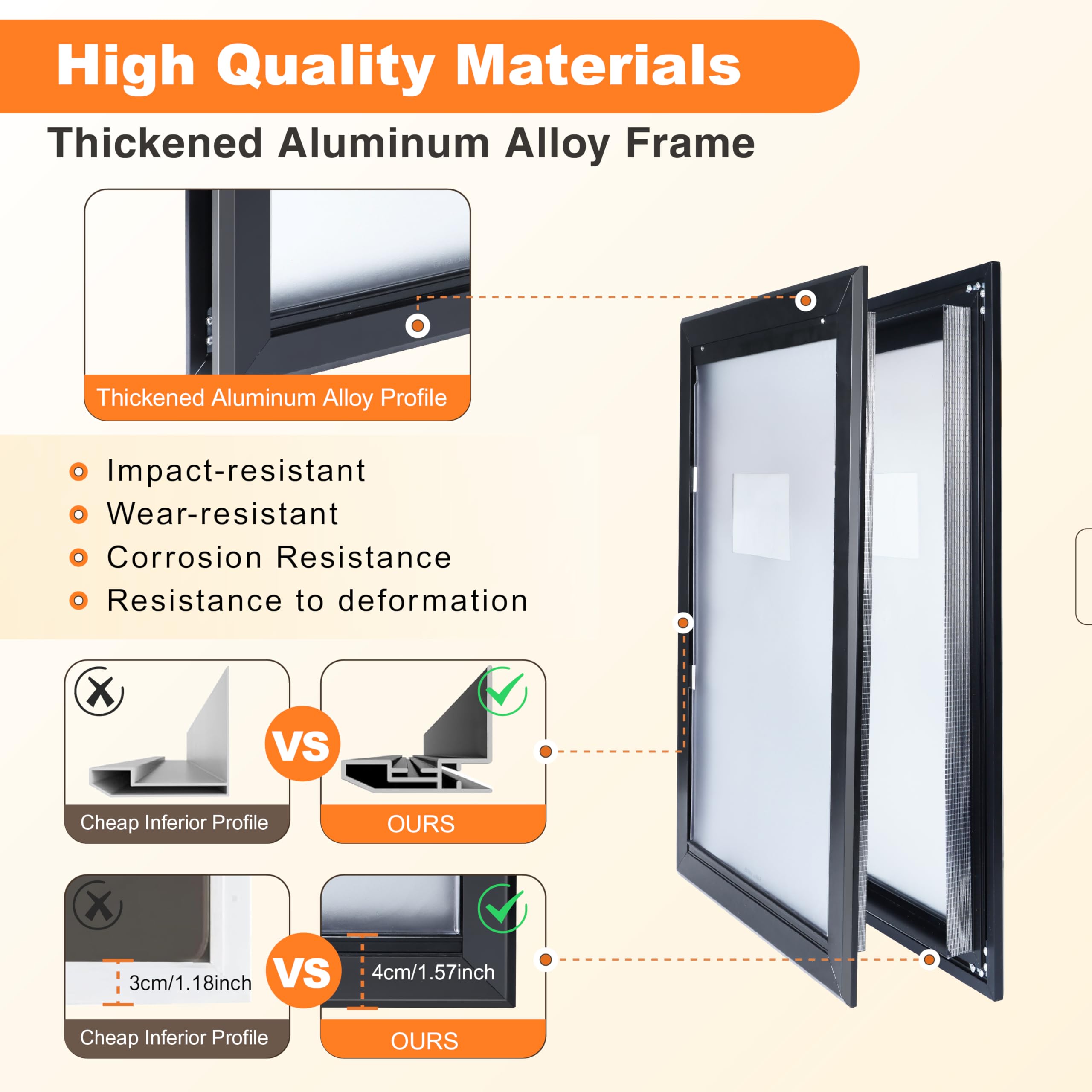 HANIML Aluminum Alloy Dog Door for Large Dogs - Black, Insulated Flap with Closure Panel and Safety Locks, Model Aluminum Large Dog Door-L