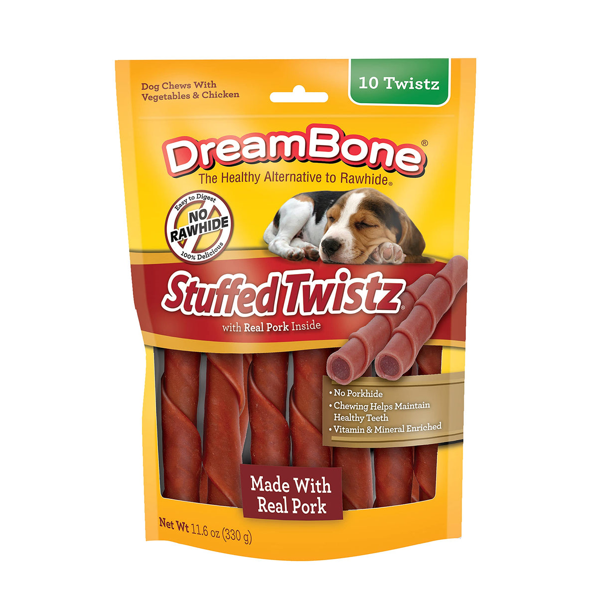 Dreambone Stuffed Twistz 10 Count, Rawhide-Free Chews