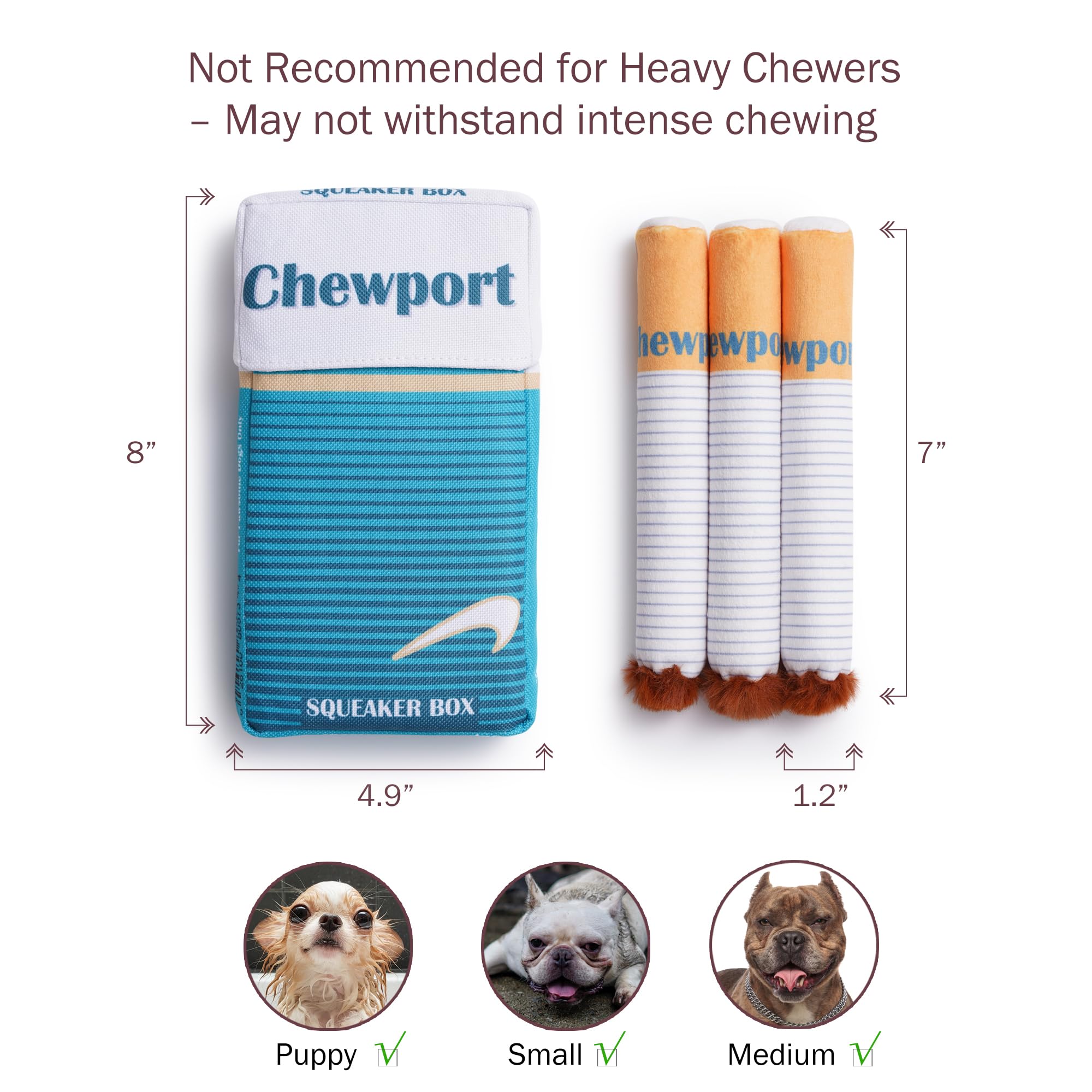 Nocciola Squeaky Sounds Puff Stick Toys, Funny Interactive Plush Dog Toys, Pitbull Husky Frenchie Pug Puppy Toys For Small To Me