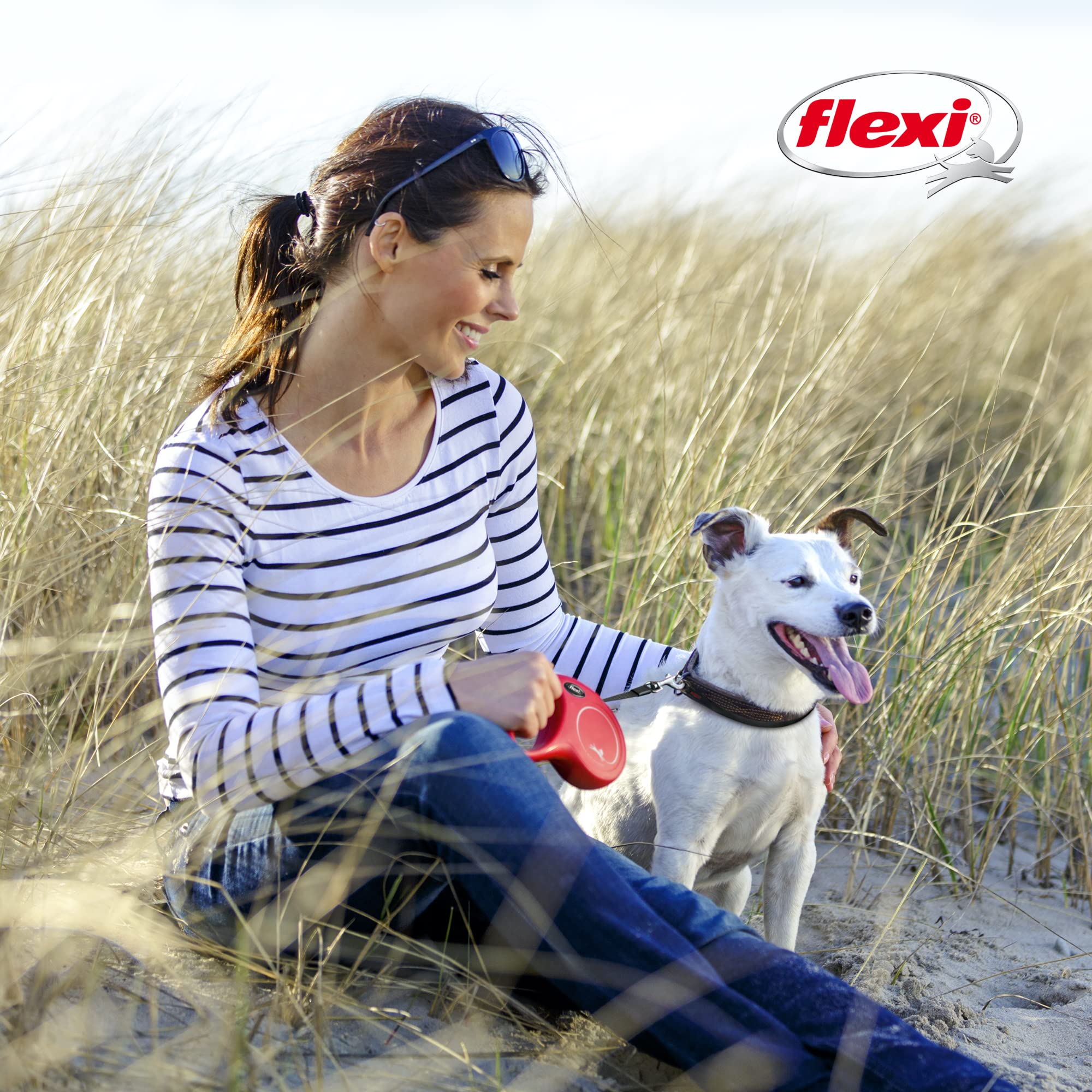 FLEXI Retractable Dog Leash for Small Dogs, 10 ft Nylon, Pink, Model CL00C3.250.P.20, Tangle-Free with One-Handed Brake and Lock