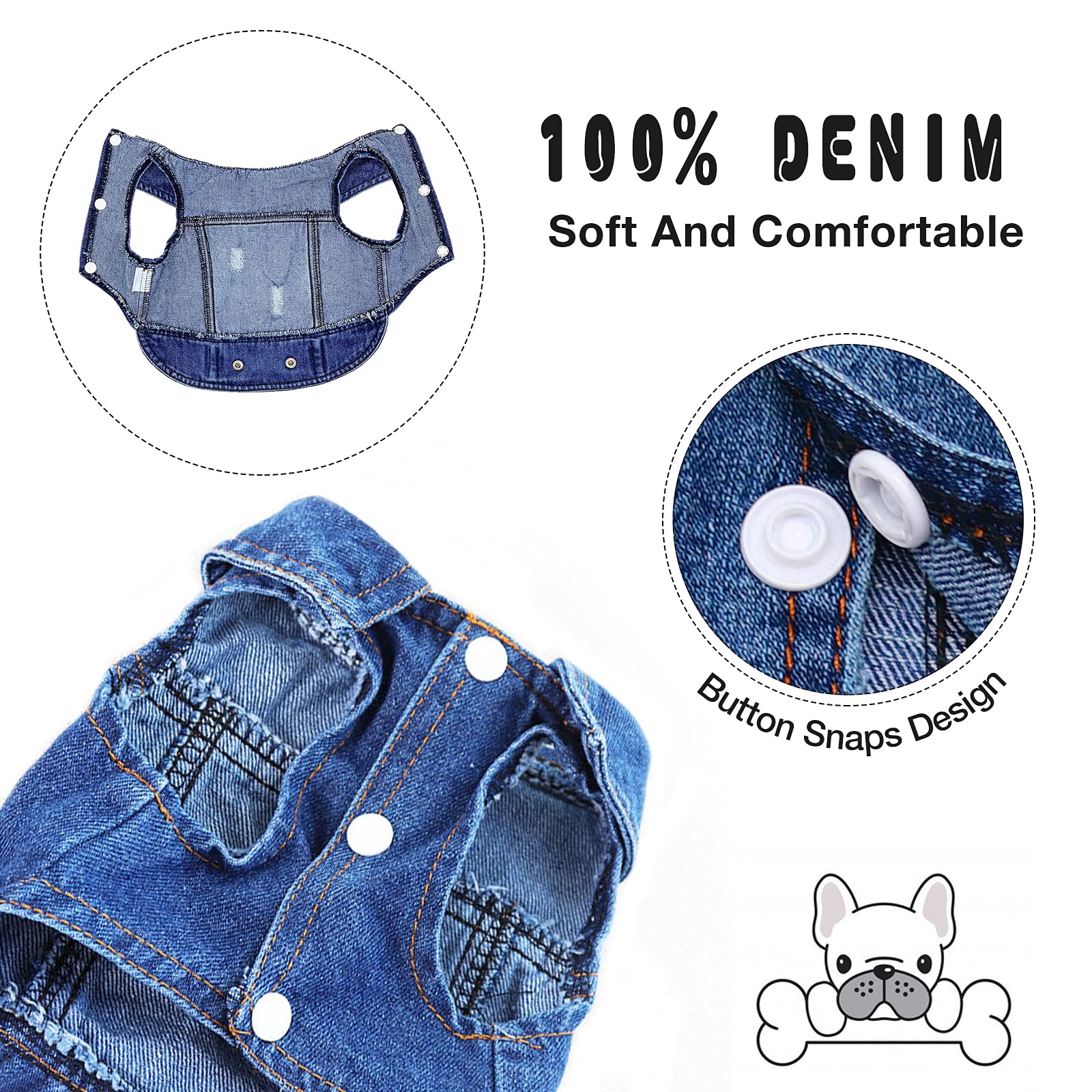 Sild Pet Clothes Dog Jeans Jacket Cool Blue Denim Coat Small Medium Dogs Lapel Vests Classic Hoodies Puppy Blue Vintage Washed Clothes