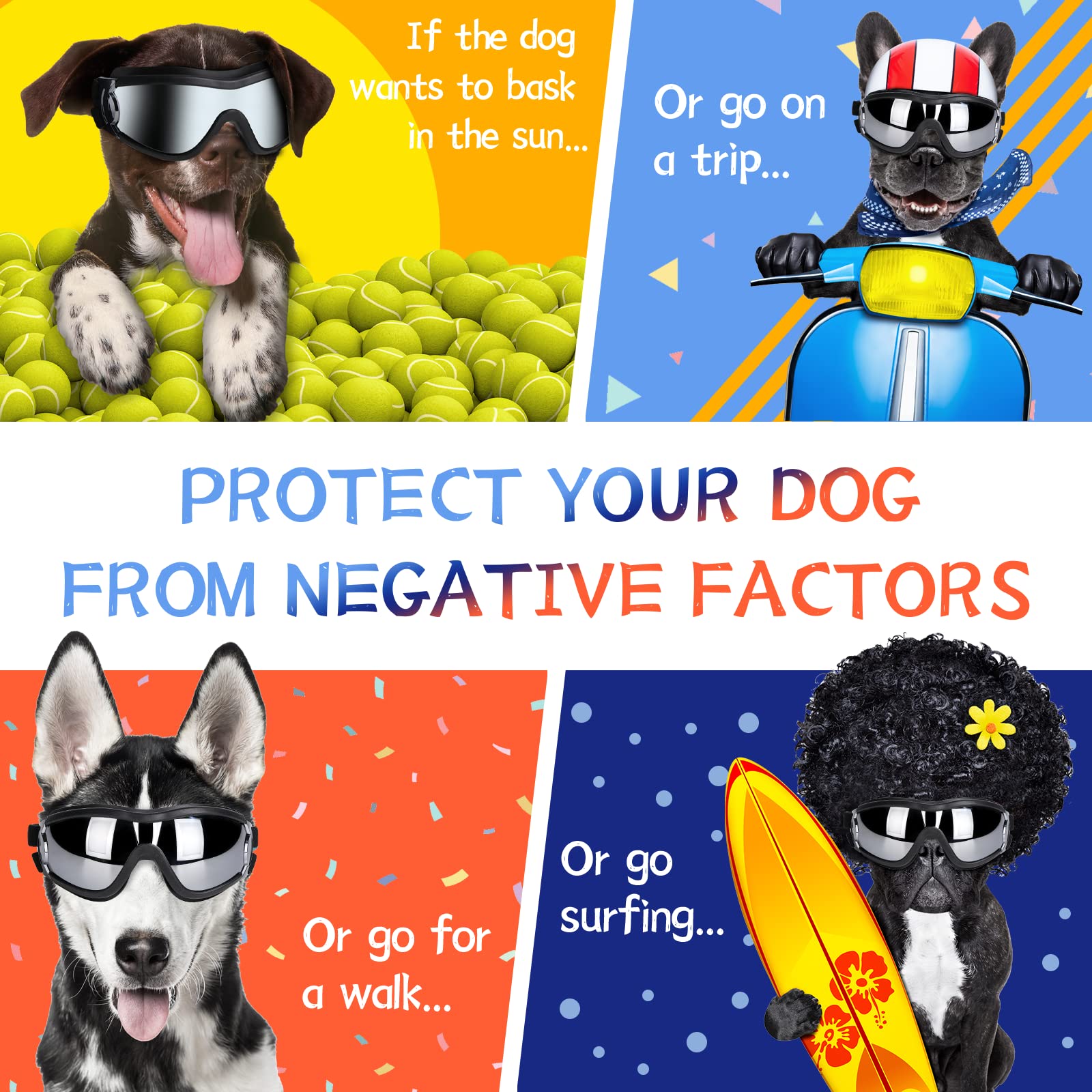 Nvted Dog Sunglasses Dog Goggles, Uv Protection Wind Protection Dust Protection Fog Protection Pet Glasses Eye Wear Protection W