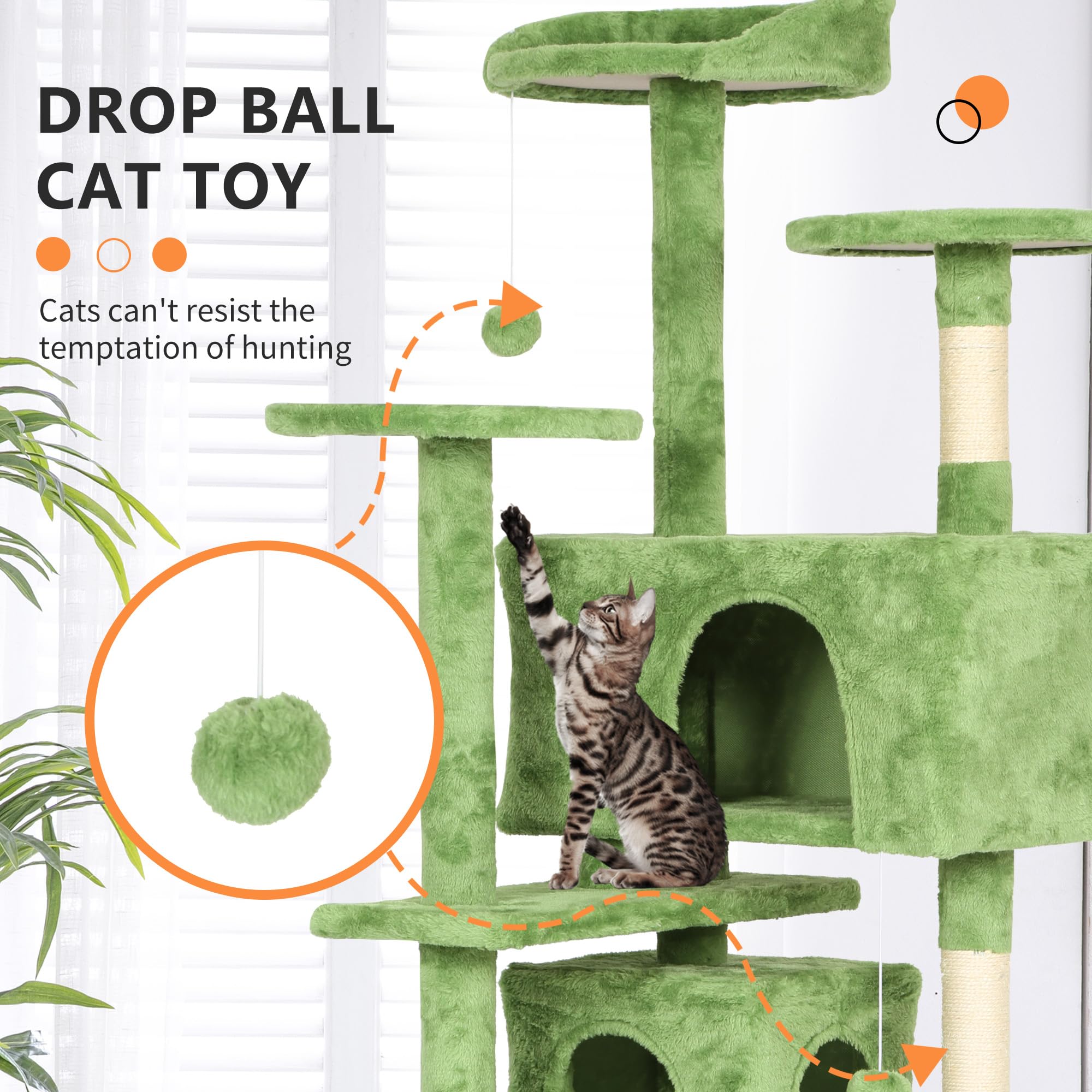 BestPet 54in Cat Tree Tower for Indoor Cats,Multi-Level Cat Furniture Activity Center with Cat Scratching Posts Stand House Cat