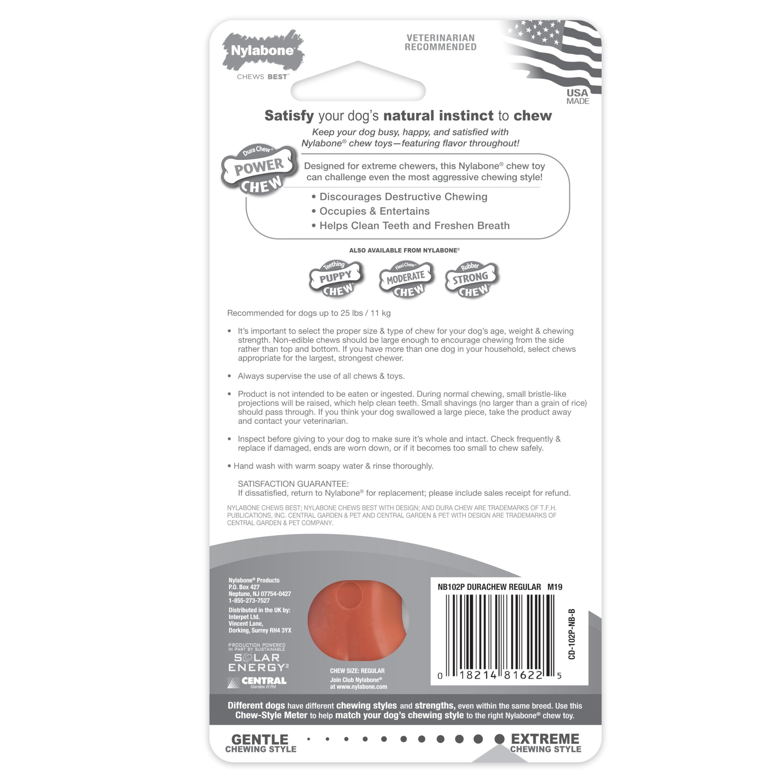 Nylabone Power Chew Flavored Durable Chew Toy for Dogs Bacon Small/Regular (1 Count)