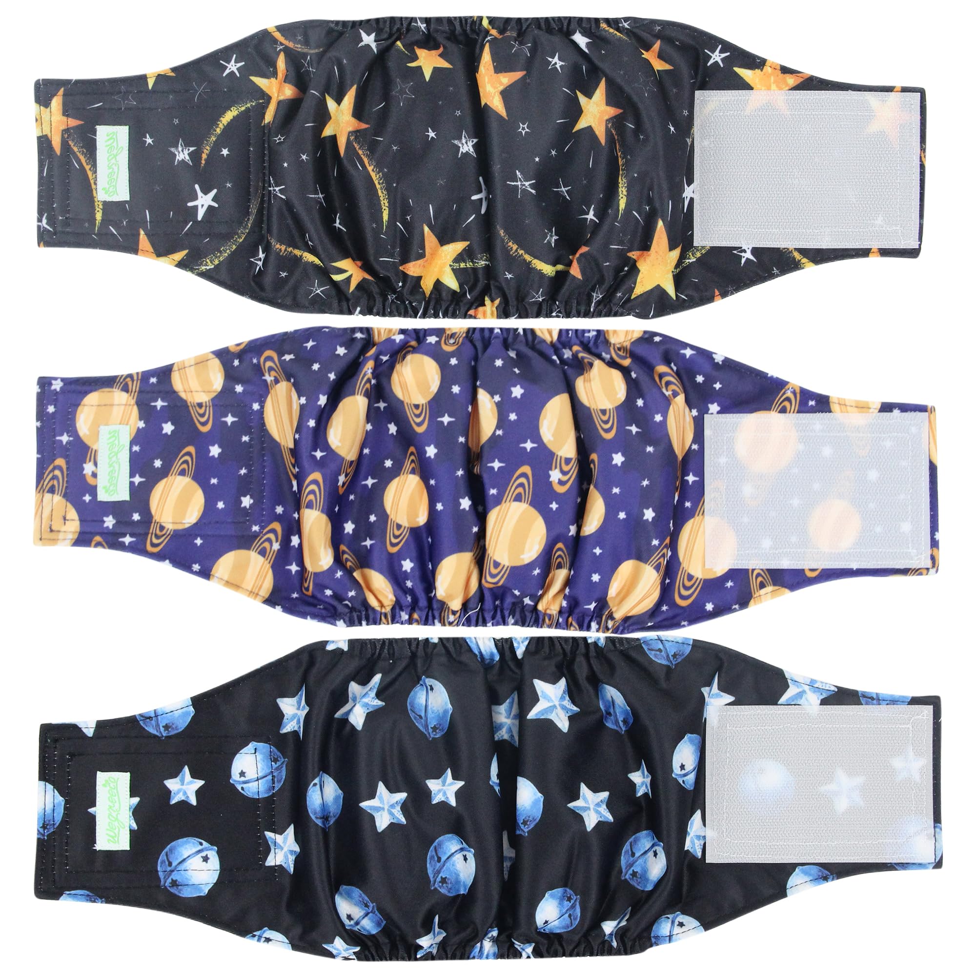 wegreeco Washable Male Dog Diapers (Pack of 3) - Washable Male Dog Belly Wrap (Vast Sky, M)