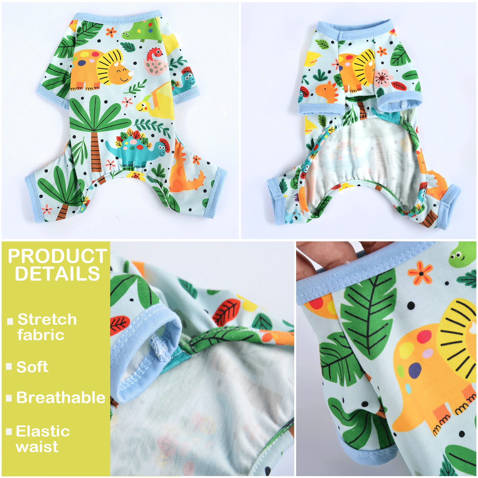 Dinosaur Dog Pajamas Soft Pet Puppy Jammies Pjs Cute Doggie Pajamas For Small Dogs Pets Clothes,Dogg Outfits For Summer Spring F