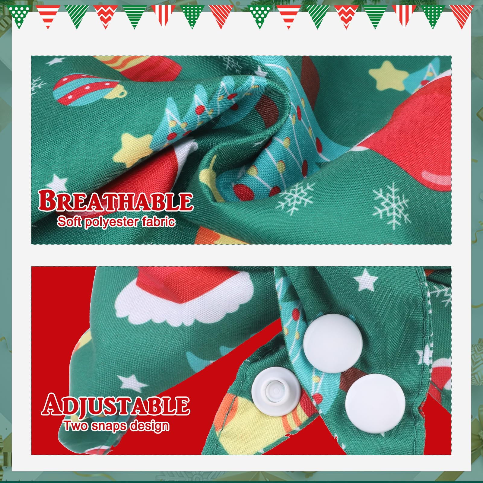 Pawchie Christmas Dog Bandanas 4 Pack, Reversible Dog Party Triangle Scarf Bibs, Pet Holiday Costume With Adjustable Snaps, Mult
