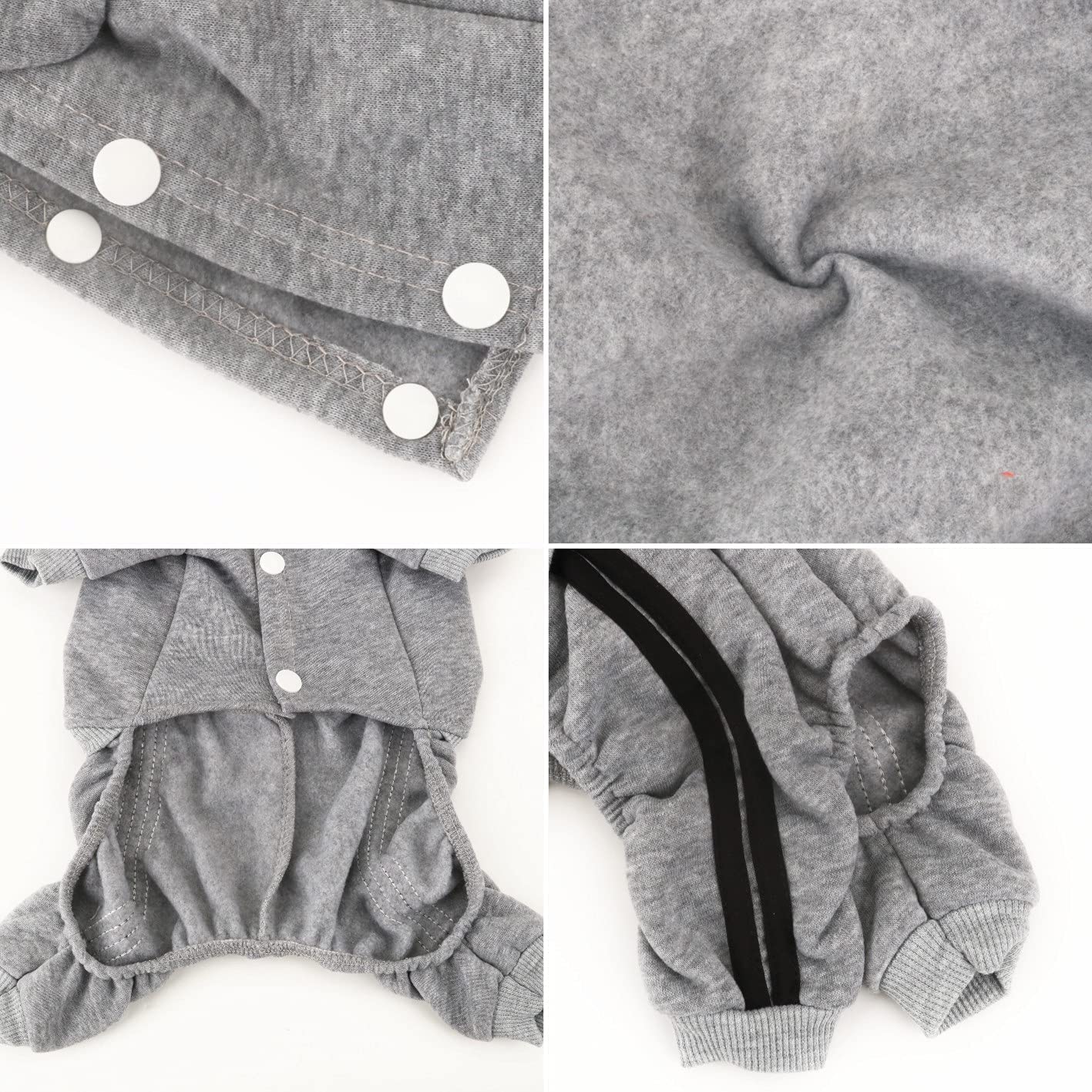 Otunrues Dog Hoodies, Pet Dog Clothes Pullover 4 Legs Jumpsuit Sweatshirt Security Patterns Outfit Doggie Winter Coat Cotton Puppy Hoodied For Small Medium Large Dogs Cats(Gray,Xs)