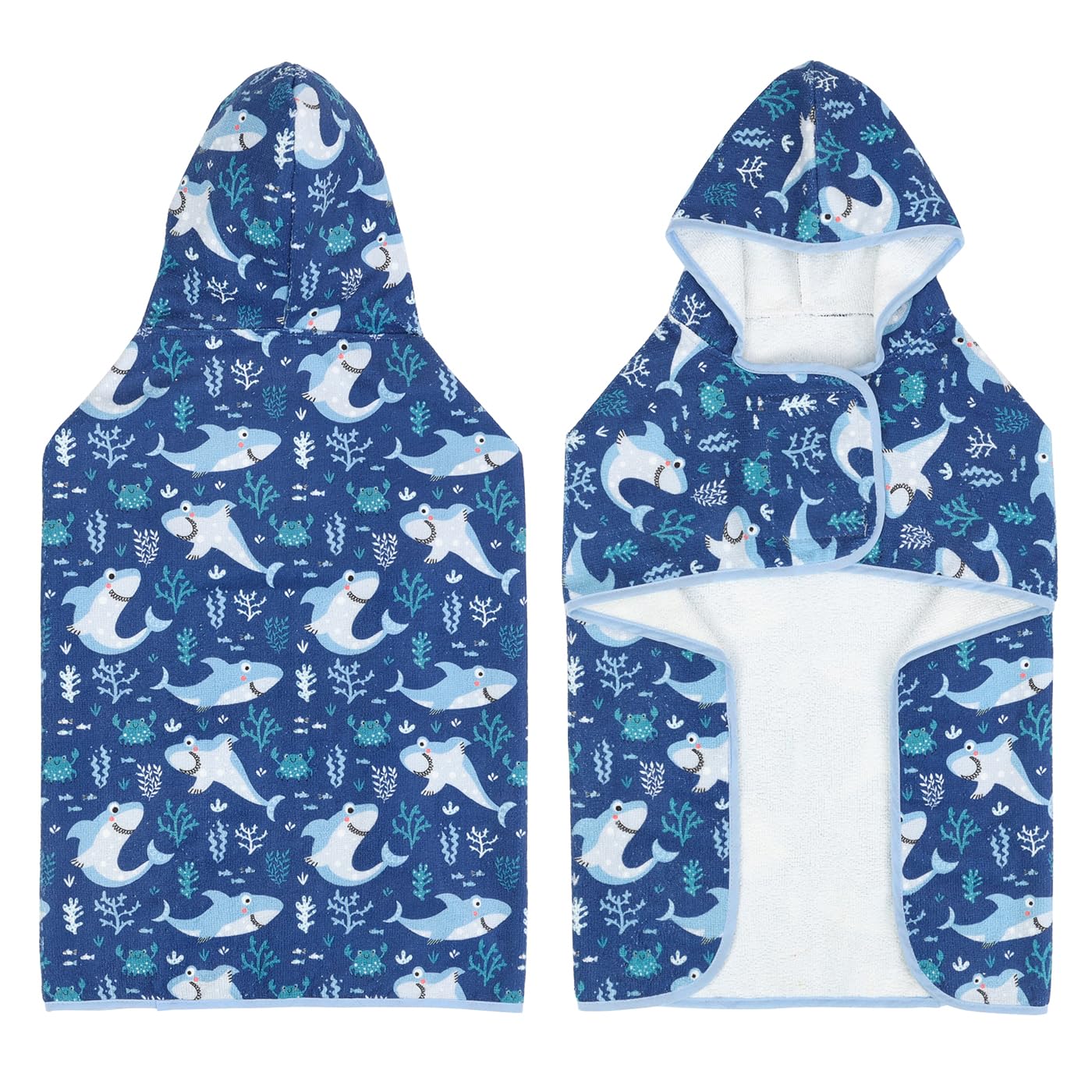 Hde Dog Bathrobe Super Absorbent Quick Drying Towel With Hood For All Dog Breeds Sizes S-Xxl - Sharks - L