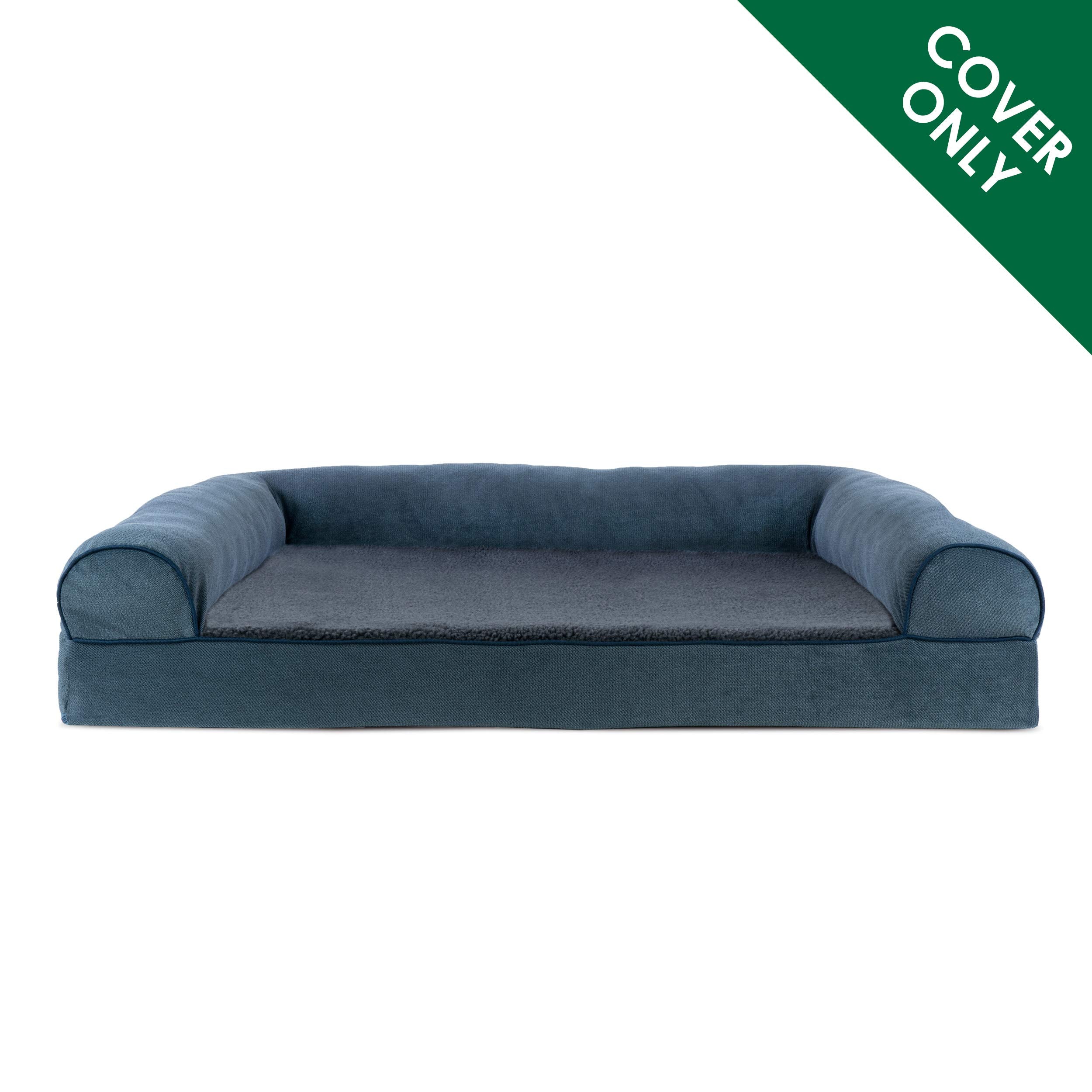 Furhaven Replacement Dog Bed Cover Sherpa & Chenille Sofa-Style, Machine Washable - Orion Blue, Jumbo (X-Large)