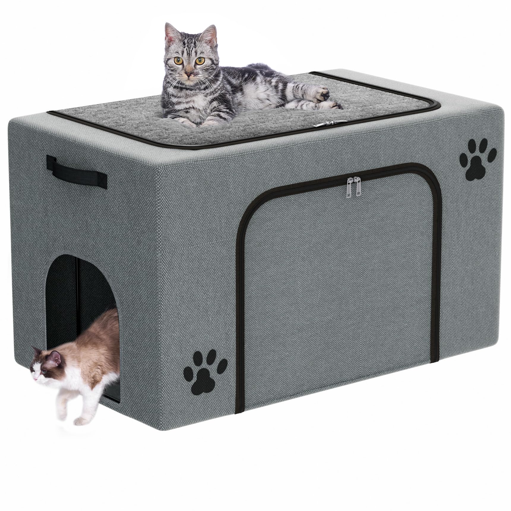 Cat Litter Box Enclosure With Cat Bed; Hidden Enclosure Litter Tray In Living Room, Bedroom, Corner; Cat Washroom Fit Most Of Li
