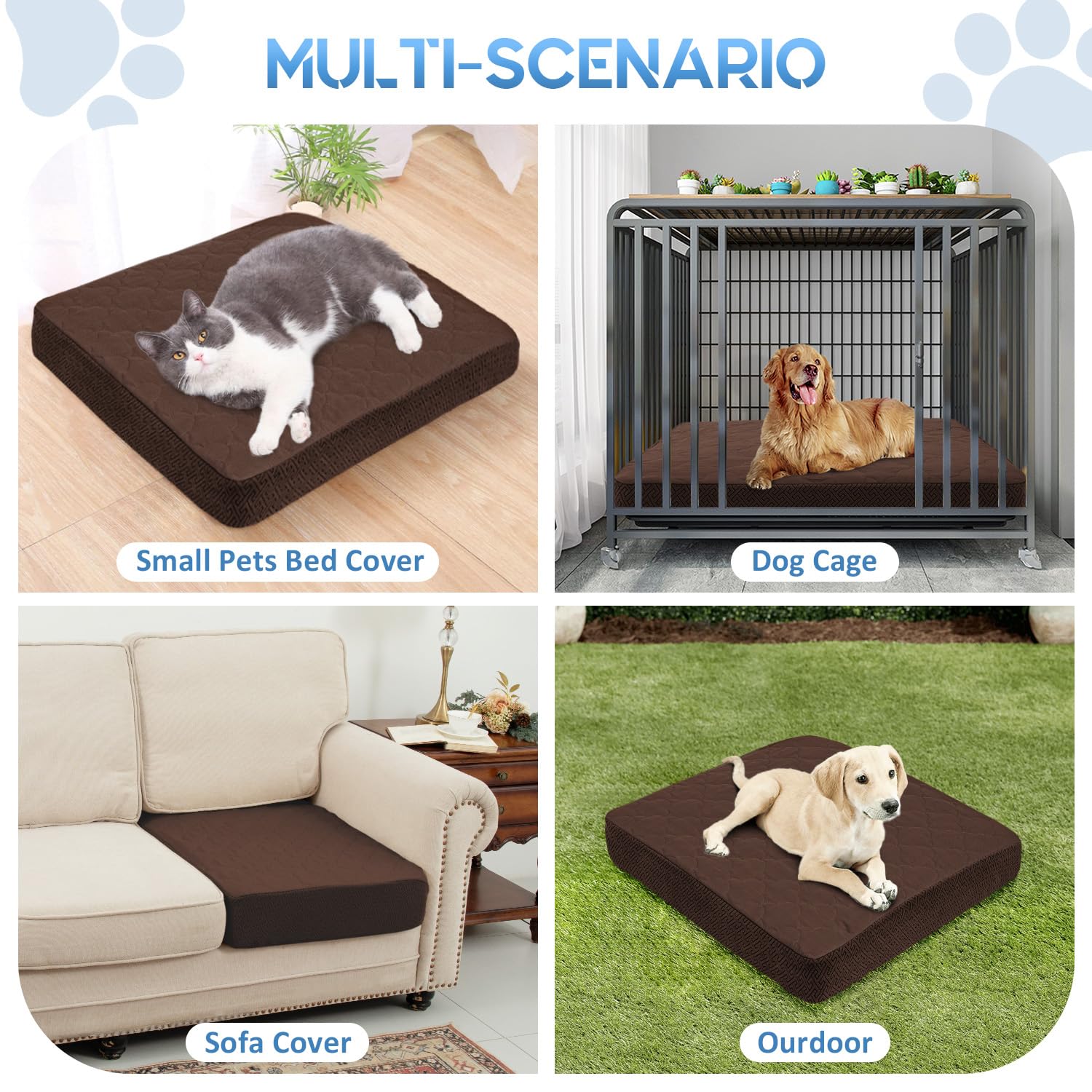 Chhkon Dog Bed Covers Replacement Washable Waterproof Pet Puppy Bed Cover For Dog(Brown,30X20X6 Inch)