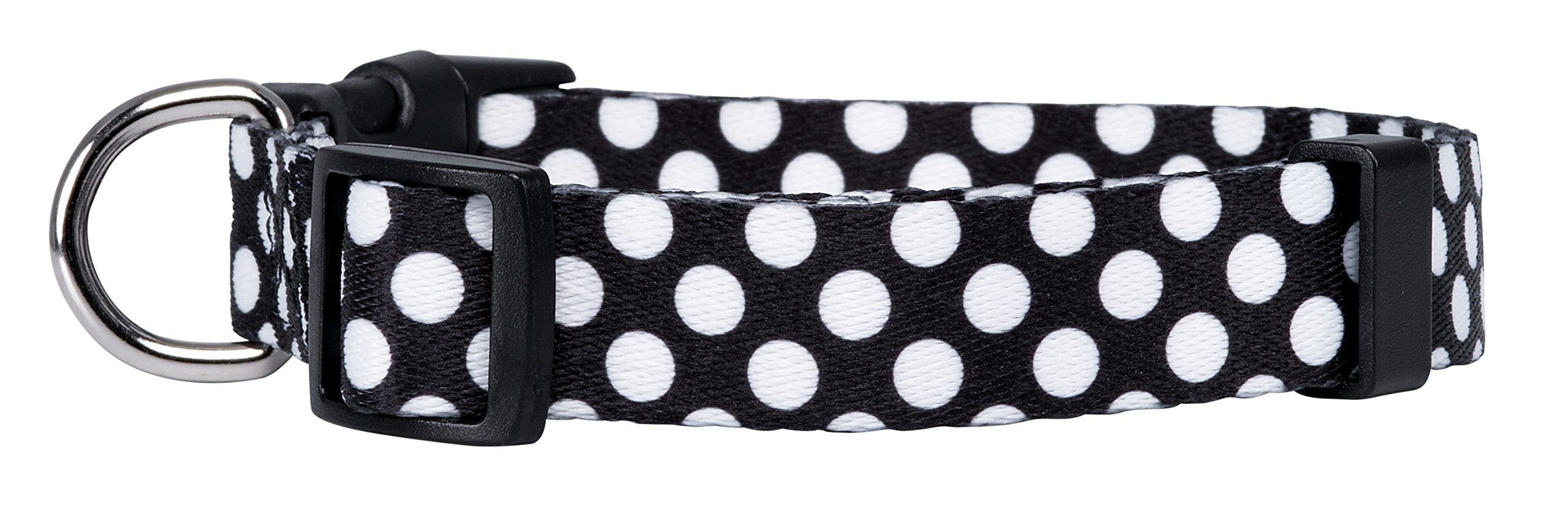 Native Pup Polka Dot Dog Collar, Adjustable For Small, Medium, Large Dogs, Cute Fabric For Boy, Girl (Black, Large)