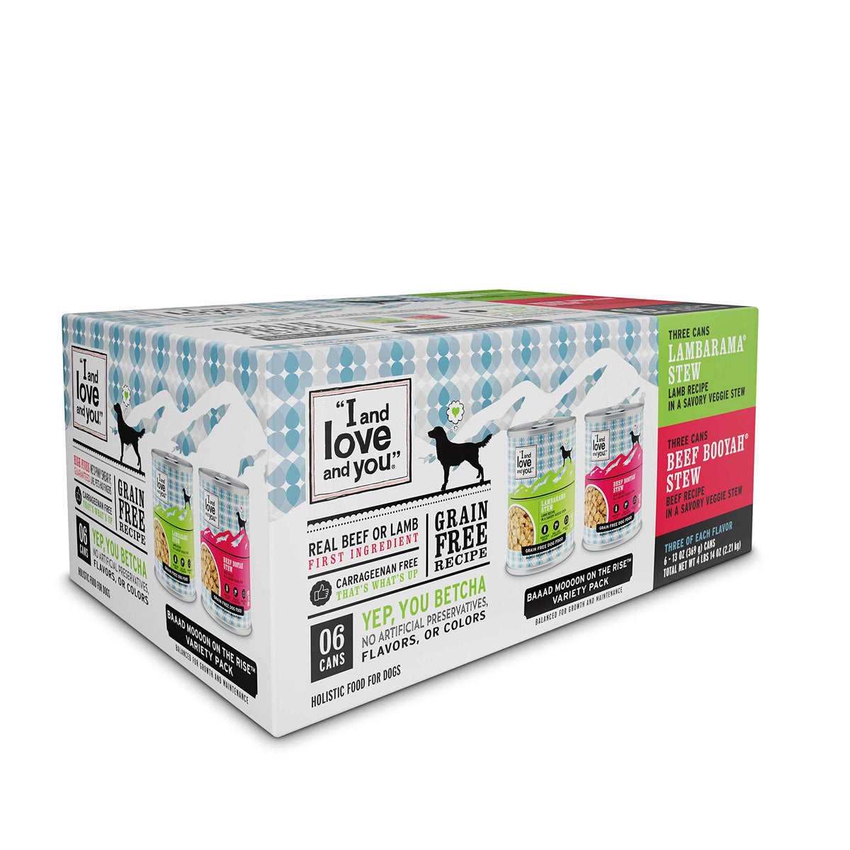 I And Love And You Wet Dog Food - Baad Mooon On The Rise Variety Pack - Beef + Lamb, Grain Free, Filler Free 13Oz Can, 6Pk
