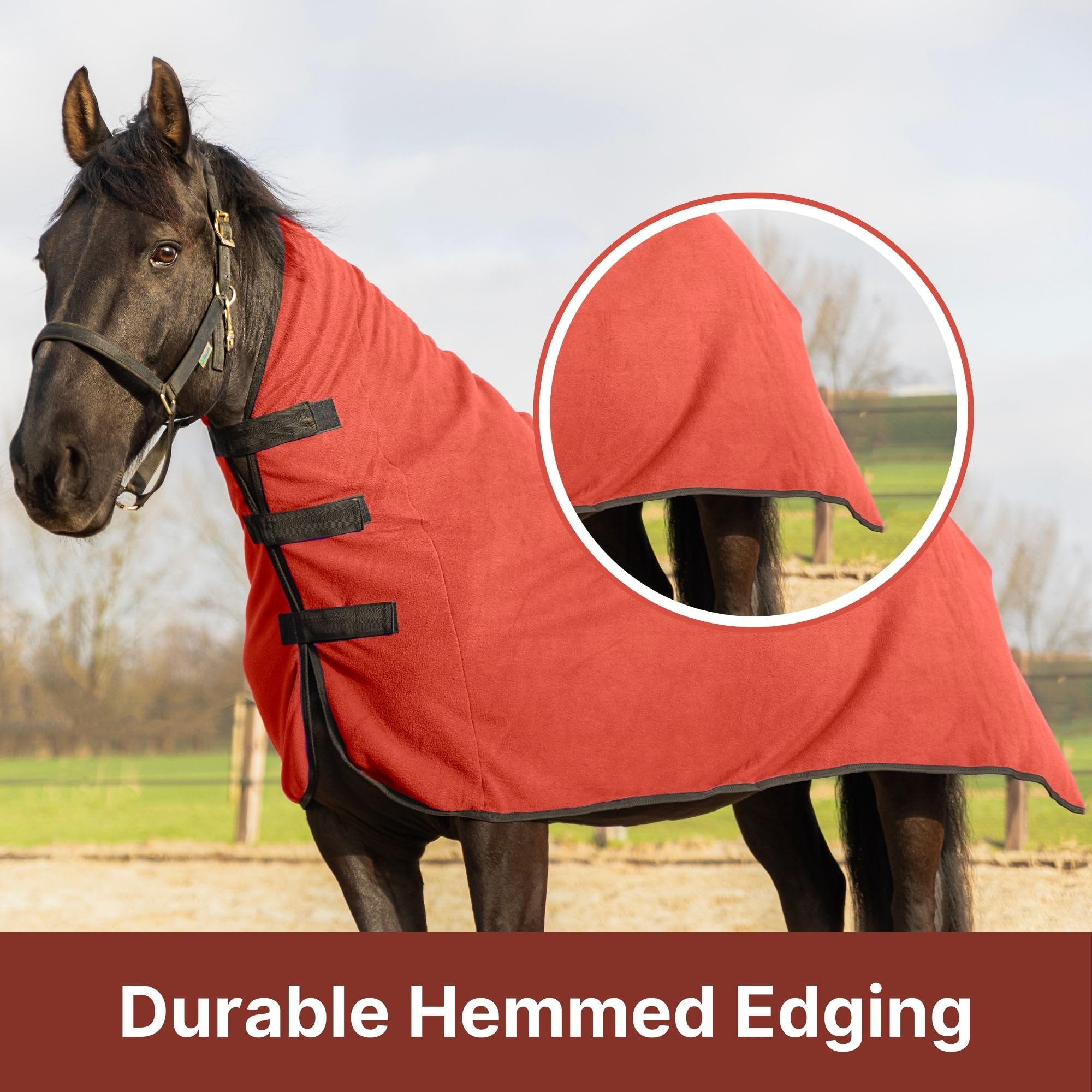 Resistance Long Lasting & Warm Soft Fleece Contour Cooler For Horse (Small (62''-66''), Red)