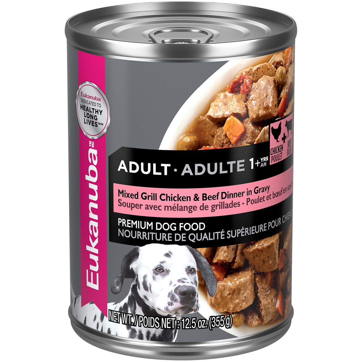 Eukanuba Adult Mixed Grill Chicken & Beef Dinner In Gravy Canned Dog Food, 12.5 Ounce Cans (Pack Of 12)