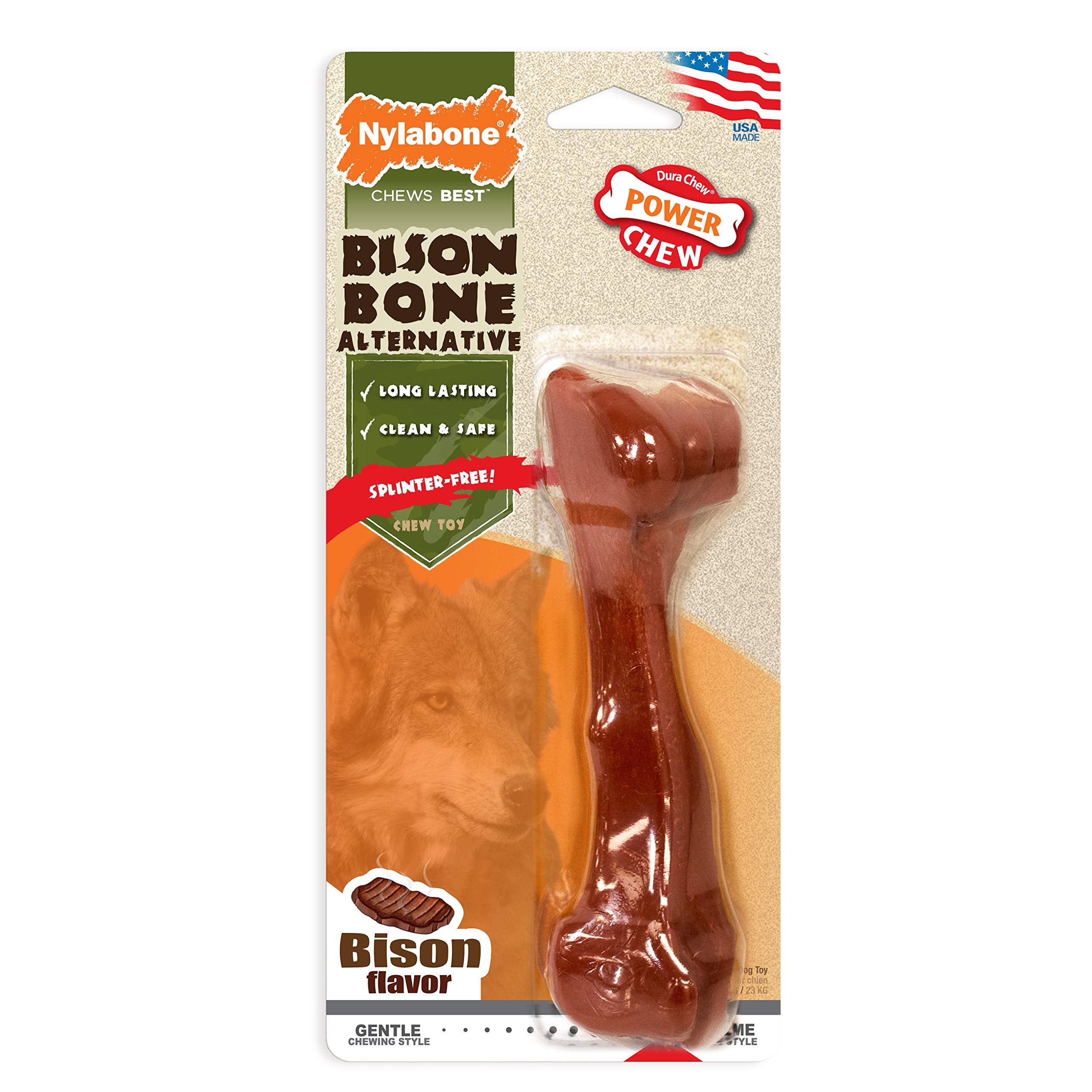 Nylabone Power Chew Bison Bone Alternative Nylon Chew Toy Bison Bison Large/Giant (1 Count)