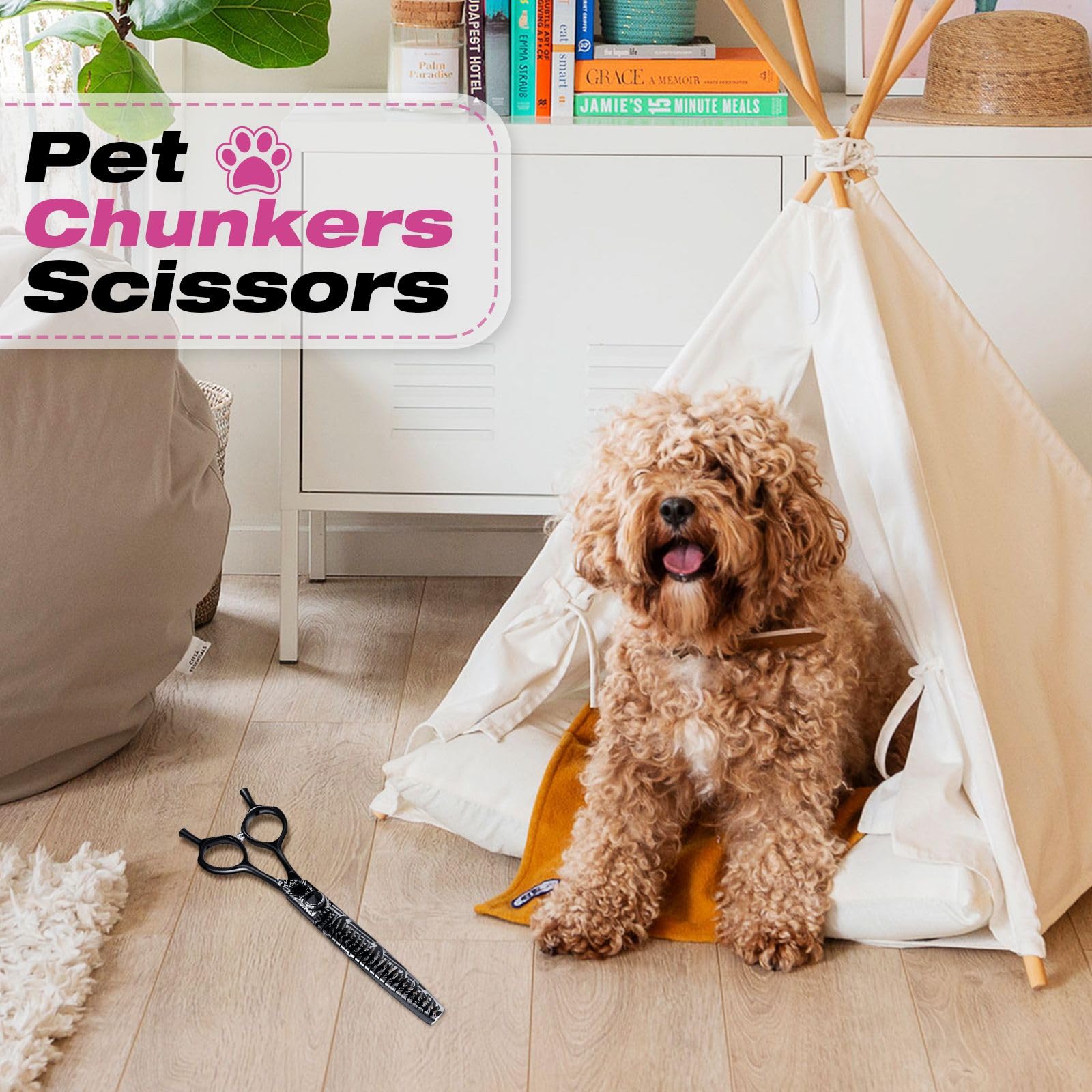 Jason Dog Grooming Scissors Kit, Professional 6 In 1 Dog Scissors Set - Thinning Shear, Straight Scissor, Dog Chunker, Down-Curv