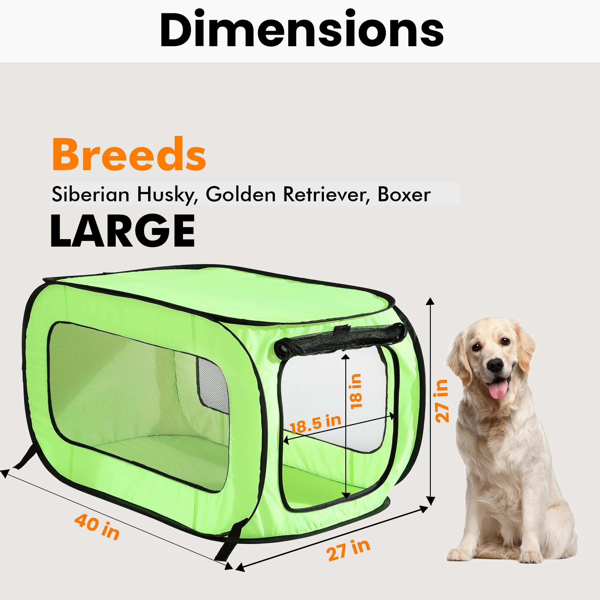 Beatrice Home Fashions Portable, Collapsible, Pop Up Kennel Travel Cat And Dog Crate, 40' L X 27' W X 27' H, Green