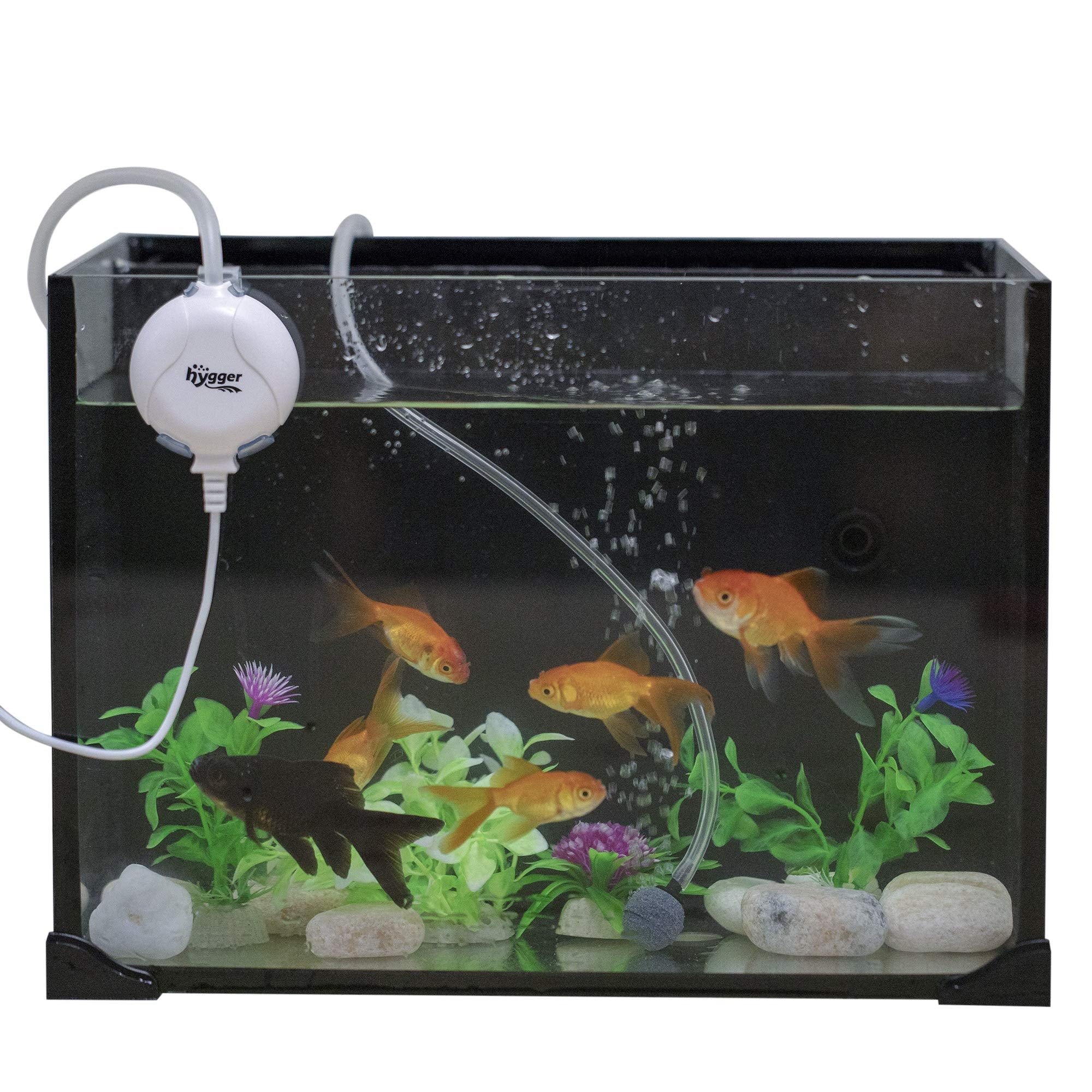 Hygger Quiet Aquarium Air Pump 1.5 Watt Energy Saving Mini Oxygen Pump For 1-15 Gallon Fish Tank With Accessories White