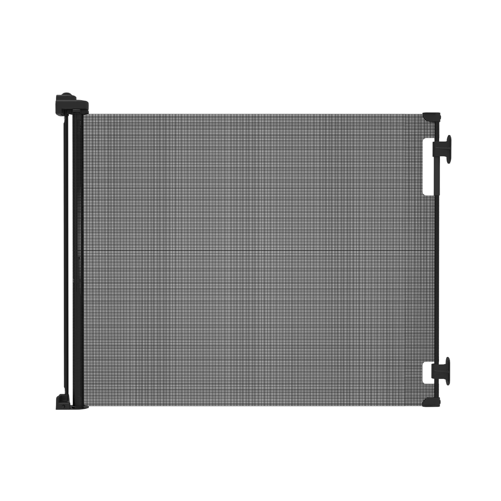 Retractable Baby Gate Perma Child Safety 33' Tall X 71” Wide, Mesh, For Stairs, Doorways, Dogs, Pets, Indoor, Outdoor, One-Handed Operation, Locking, Easy Install, Hardware Mount, Black
