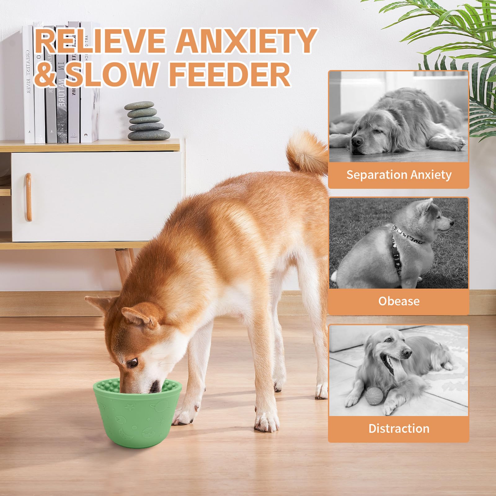 Dog Lick Bowl,Anxiety Relief Non-Slip Silicone Treat Bowl,Durable Anti-Choking Long-Lasting Enrichment Slow Feeder Licking Mat f