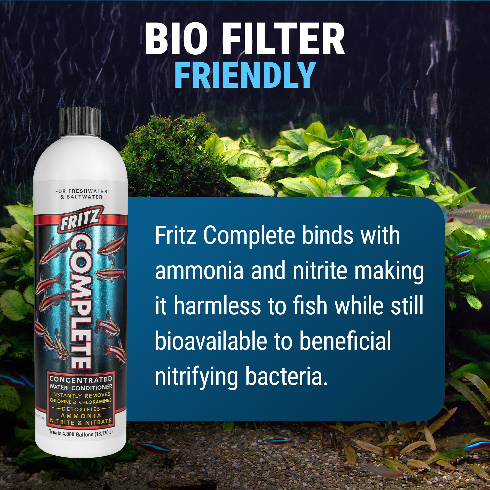 Fritz Aquatics Water Conditioner 16-Ounce - Dechlorinator for Fresh & Saltwater Aquariums - Clear, Model 47515