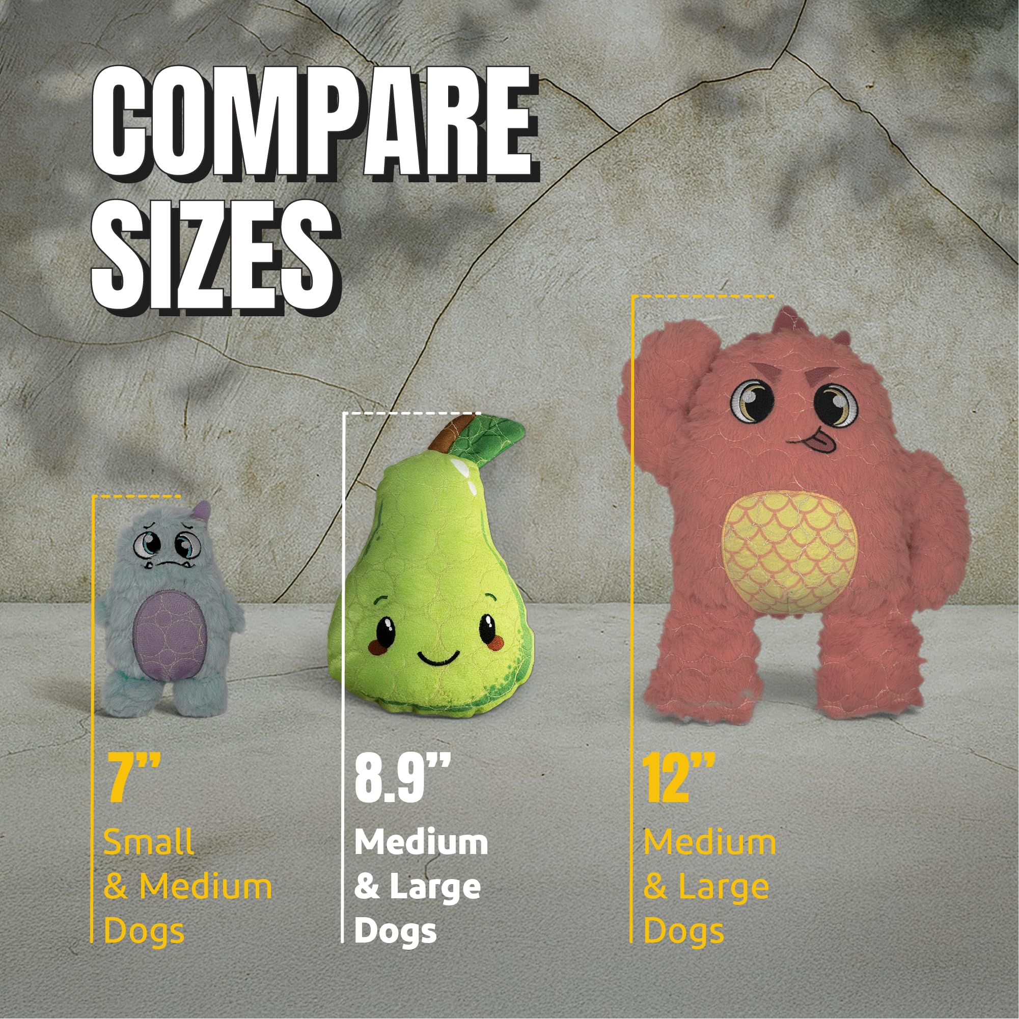Bite Force -Durable & Strong Dog Toy Mr. Pear with Squeaker, Kevlar-Reinforced for Aggressive Chewers for Small Medium Large Dog