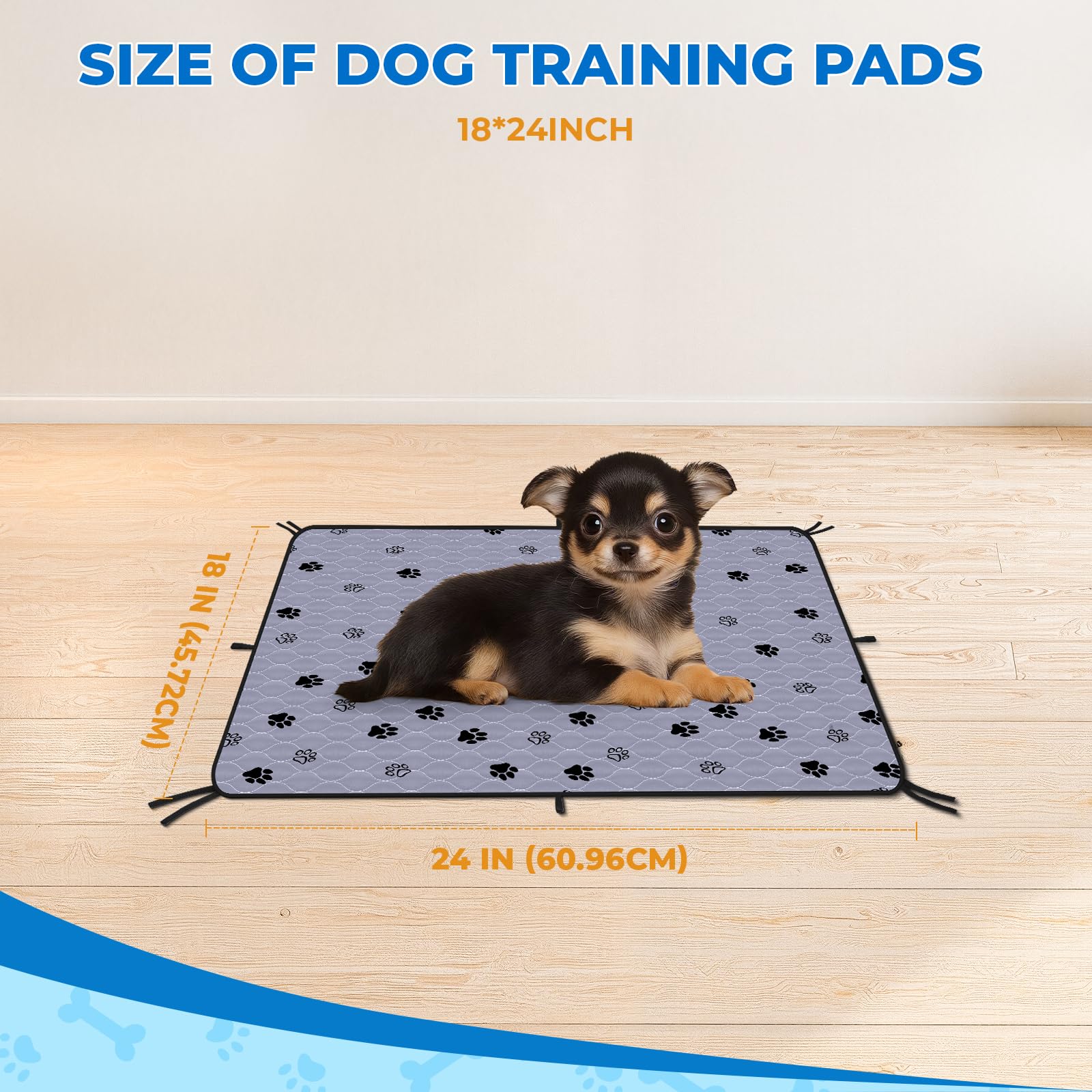 Fostanfly Washable Pee Pads For Dogs, Ultra-Absorbent & Leakproof Reusable Puppy Pads Non-Slip Protects Against Urine Leakage Fo