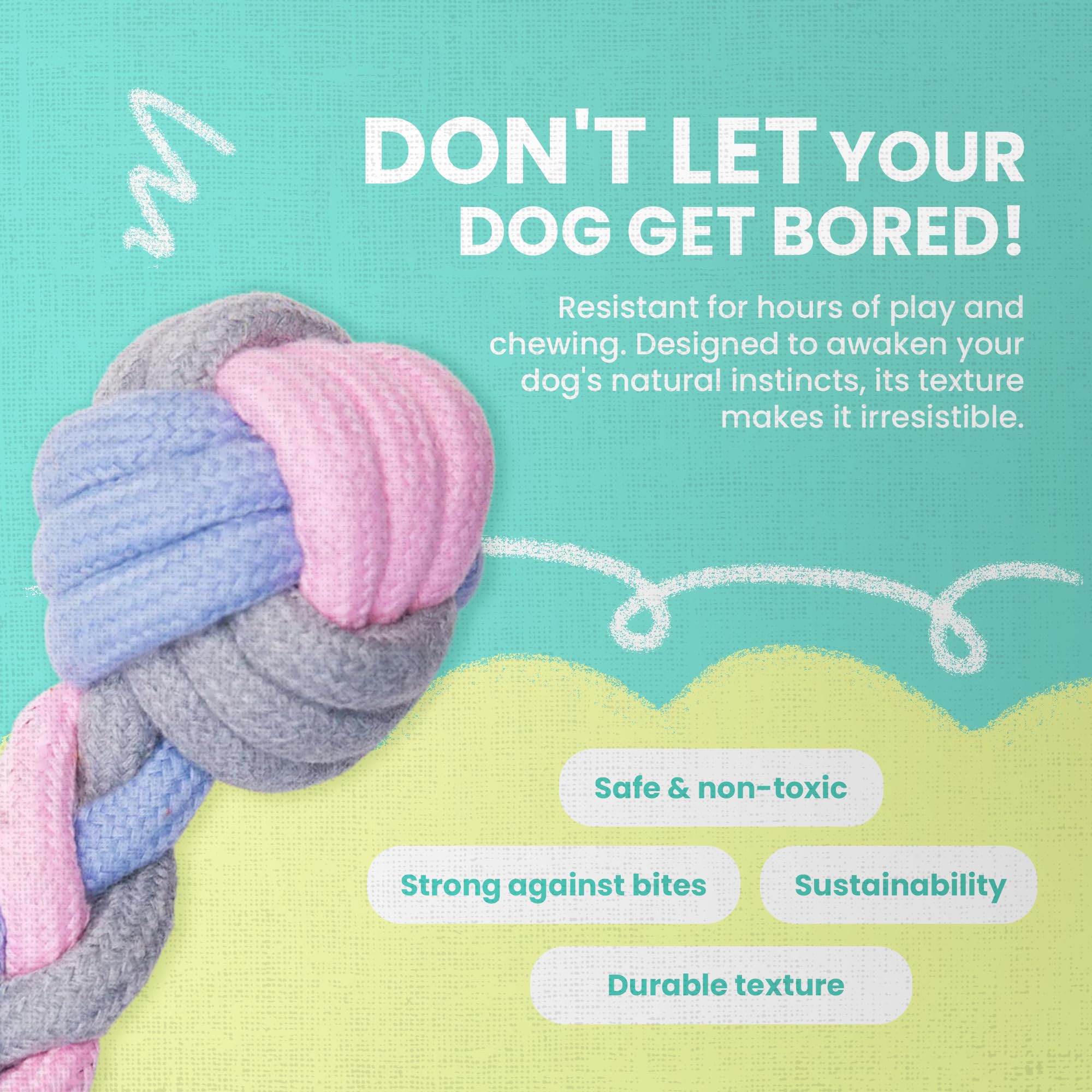Snugarooz Pastel Knots Rope Dog Toy ?Durable Two-Knot Design In Fun Pastel Colors - Perfect For Tugging - Chewing And Interactive Play
