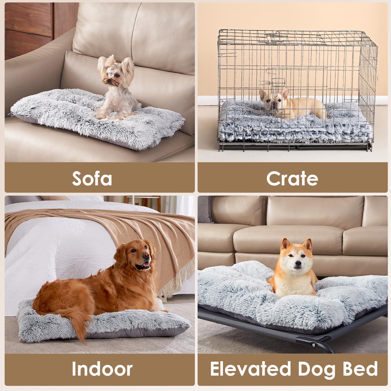 Eheyciga Fluffy Dog Crate Bed For Small Dogs, Plush Faux Fur Dog Crate Pad, Calming Anti Anxiety Small Dog Bed For Crate