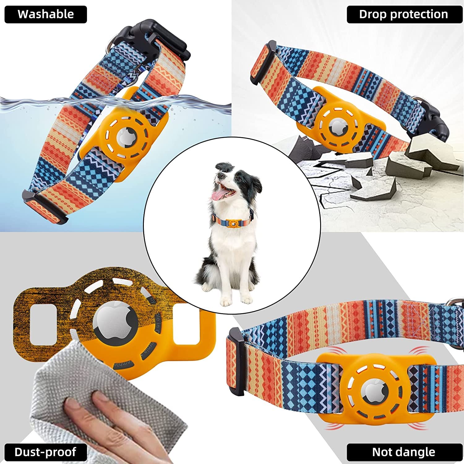 Konity Airtag Cat Collar, Compatible With Apple Airtag, Polyester Pet Kitten Puppy Collar With Silicone Airtag Holder For Small