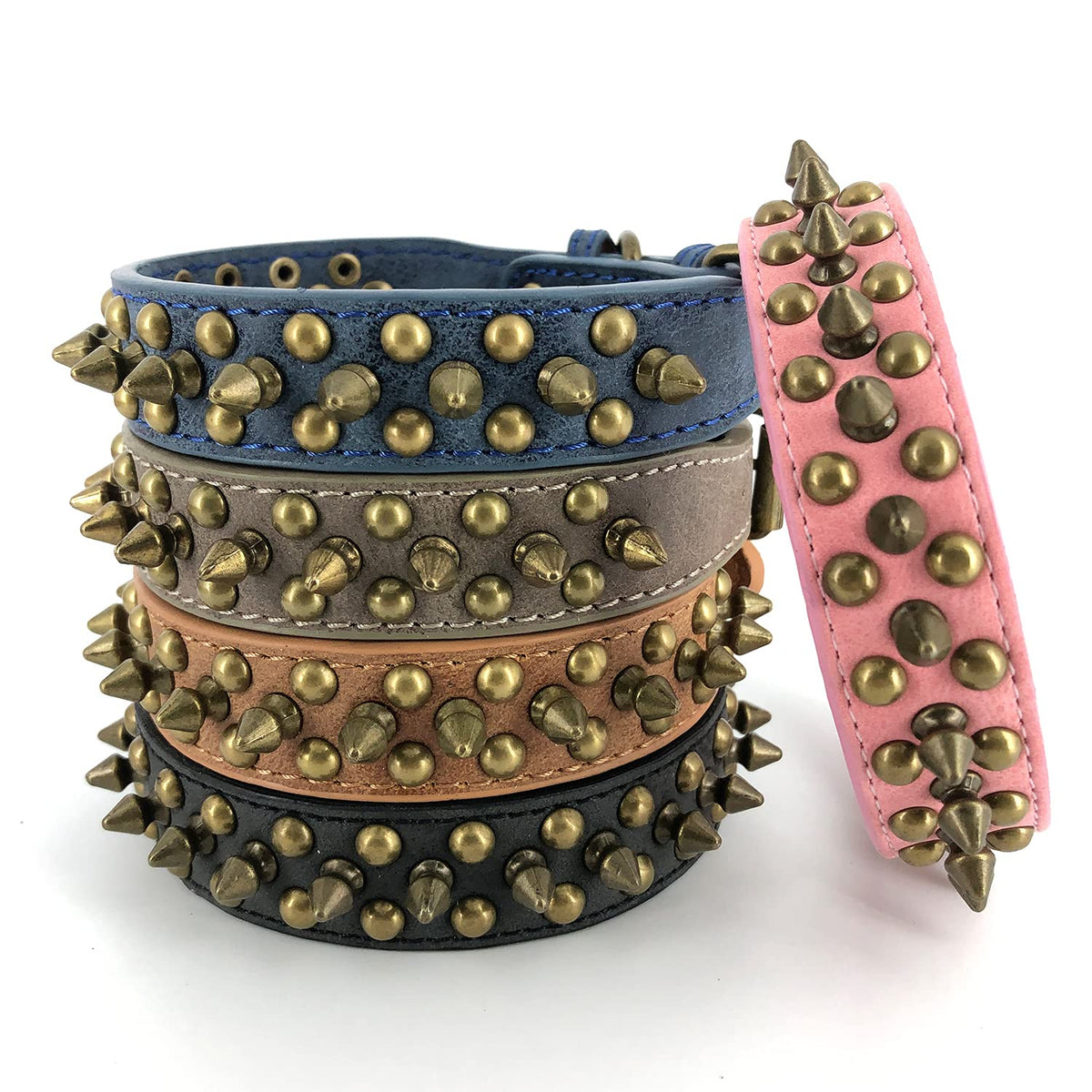 Spiked Studded Dog Collar,Protect The Dog’S Neck From Bites. - Fit Smallmedium & Large Dogs (Retro Black,M)