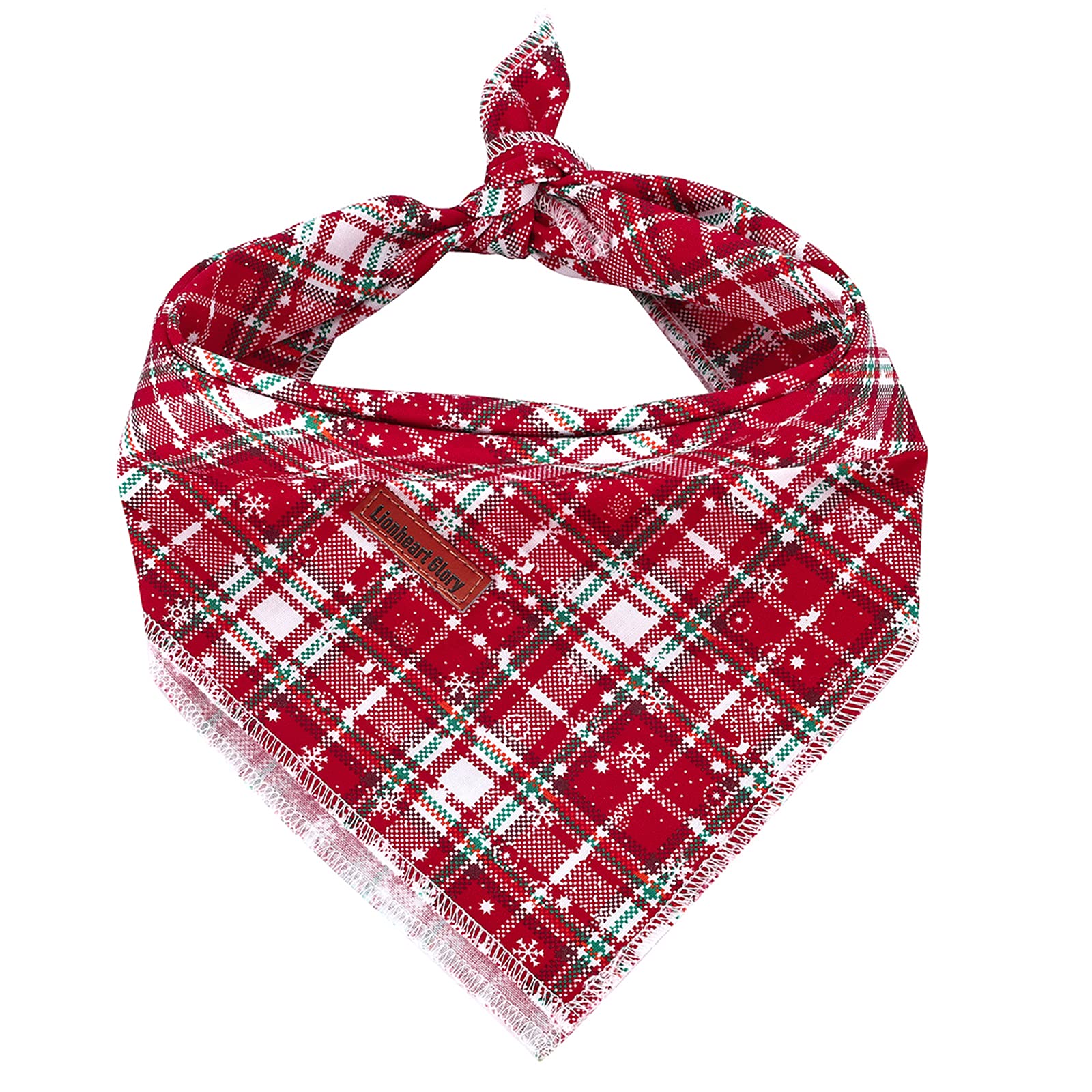 Lionheart Glory Dog Bandana 1 Pack Washable Soft Cotton Christmas Plaid Bibs Scarf, Adjustable Kerchief Square Dog Bandanas For 