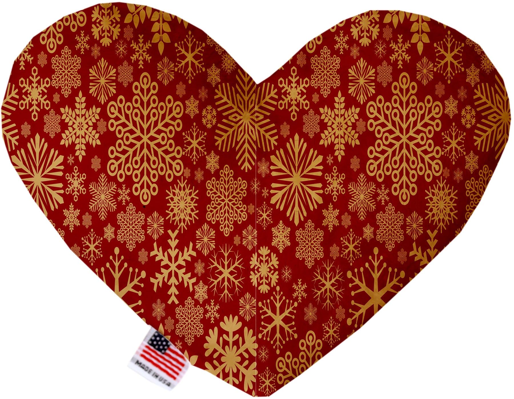 Pet and Dog Plush Heart or Bone Toy, &quot;Classy Christmas Group&quot; (Available in different sizes, and 7 different pattern options!) Red Snowflakes 6&quot; Plush Heart