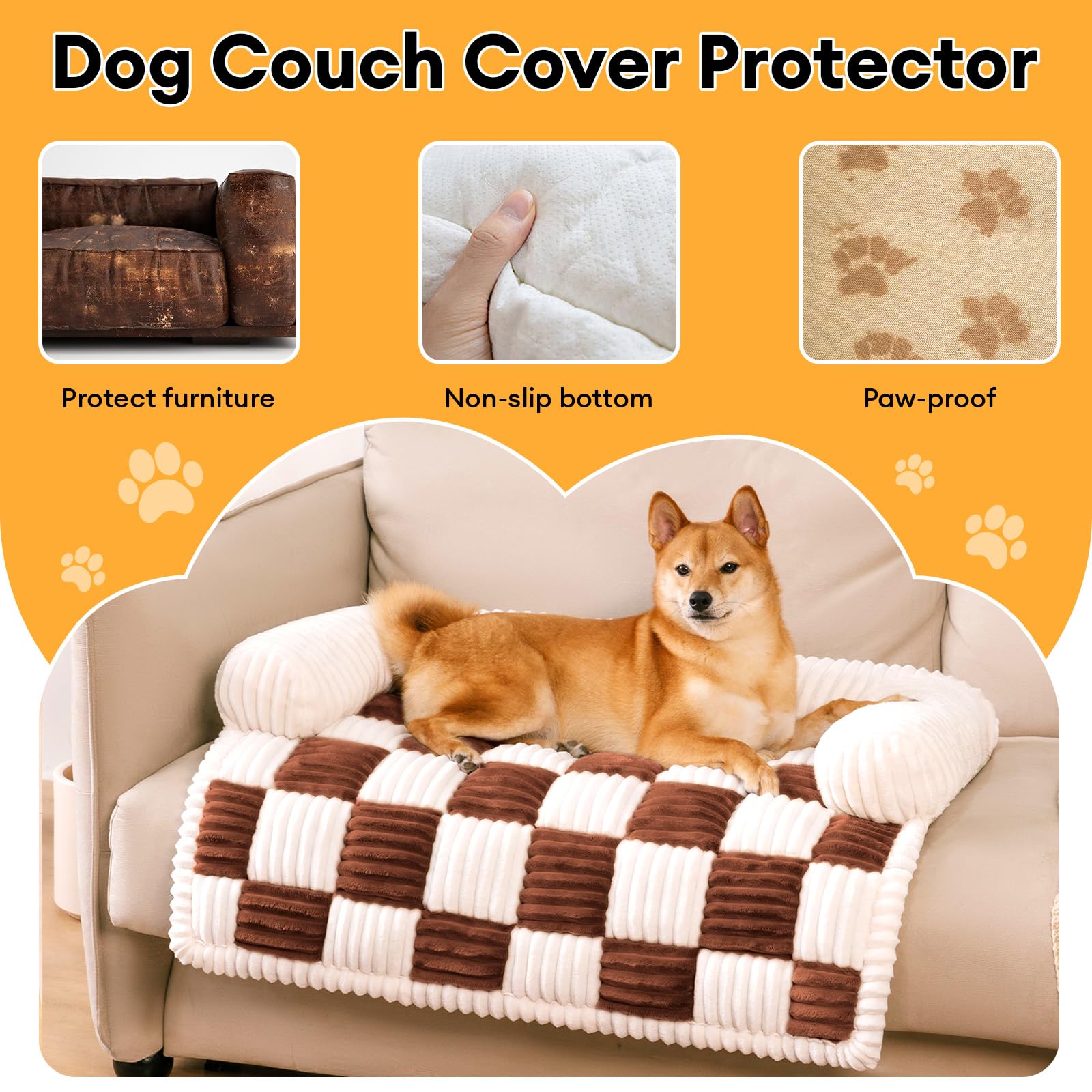 Funny Fuzzy Pet Couch Covers For Sofa, Dog Couch Bed For Furniture Protector, Pet Bed Mat, Couch Cover For Dogs Washable With No
